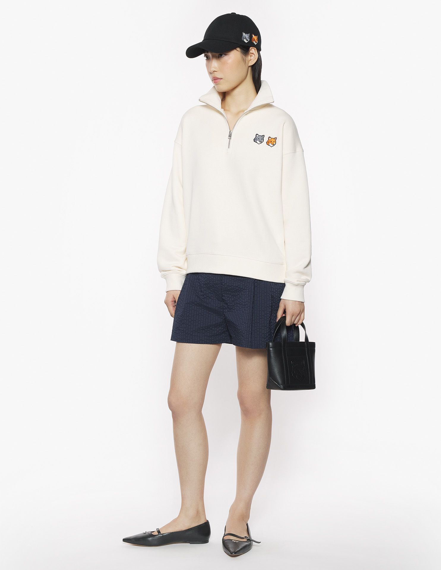 Maison Kitsuné - Áo nỉ Double Bold Fox Head Half Zip dáng Comfort