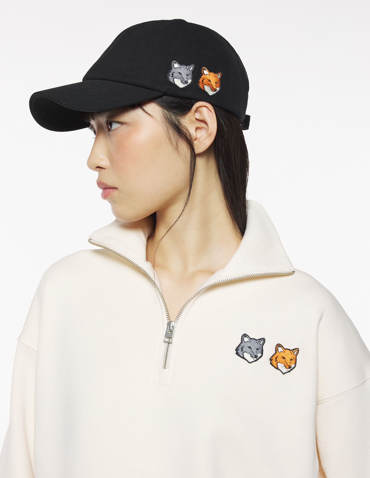 Maison Kitsuné - Áo nỉ Double Bold Fox Head Half Zip dáng Comfort