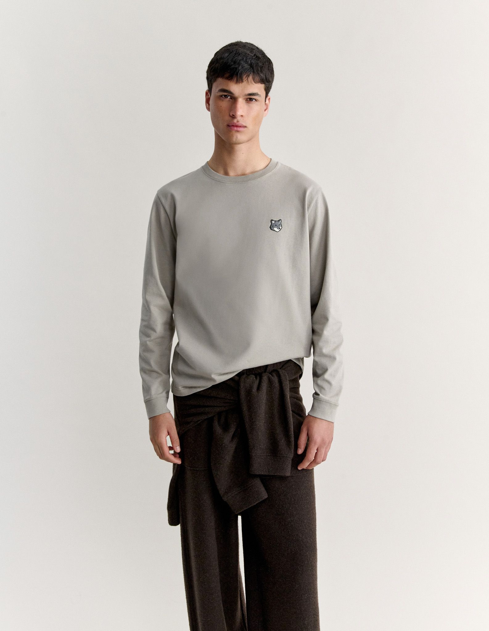 Maison Kitsuné - Áo thun dài tay nam Fox Head dáng Comfort