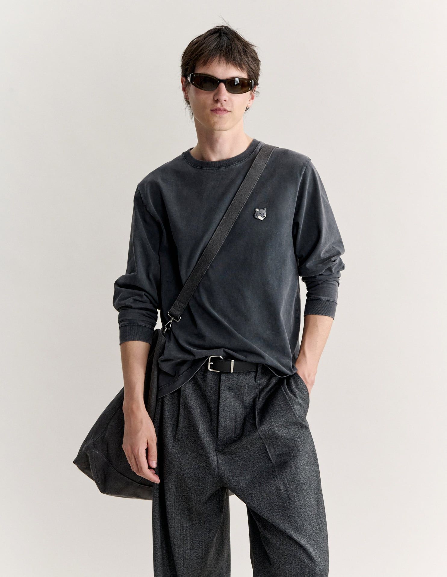 Maison Kitsuné - Áo thun dài tay nam Fox Head dáng comfort