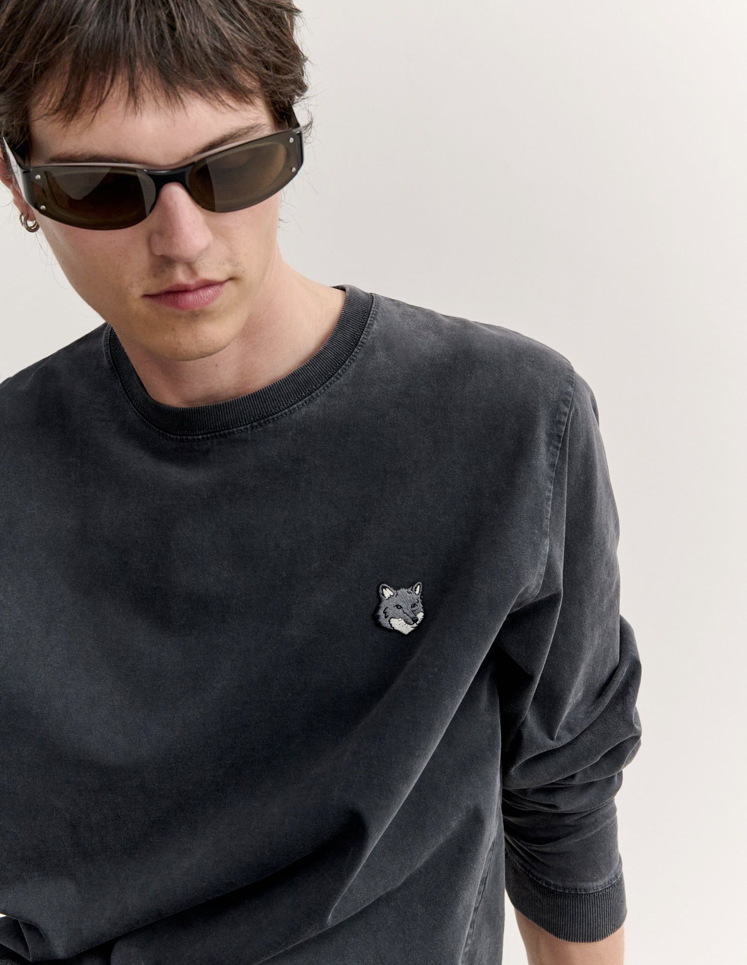 Maison Kitsuné - Áo thun dài tay nam Fox Head dáng comfort