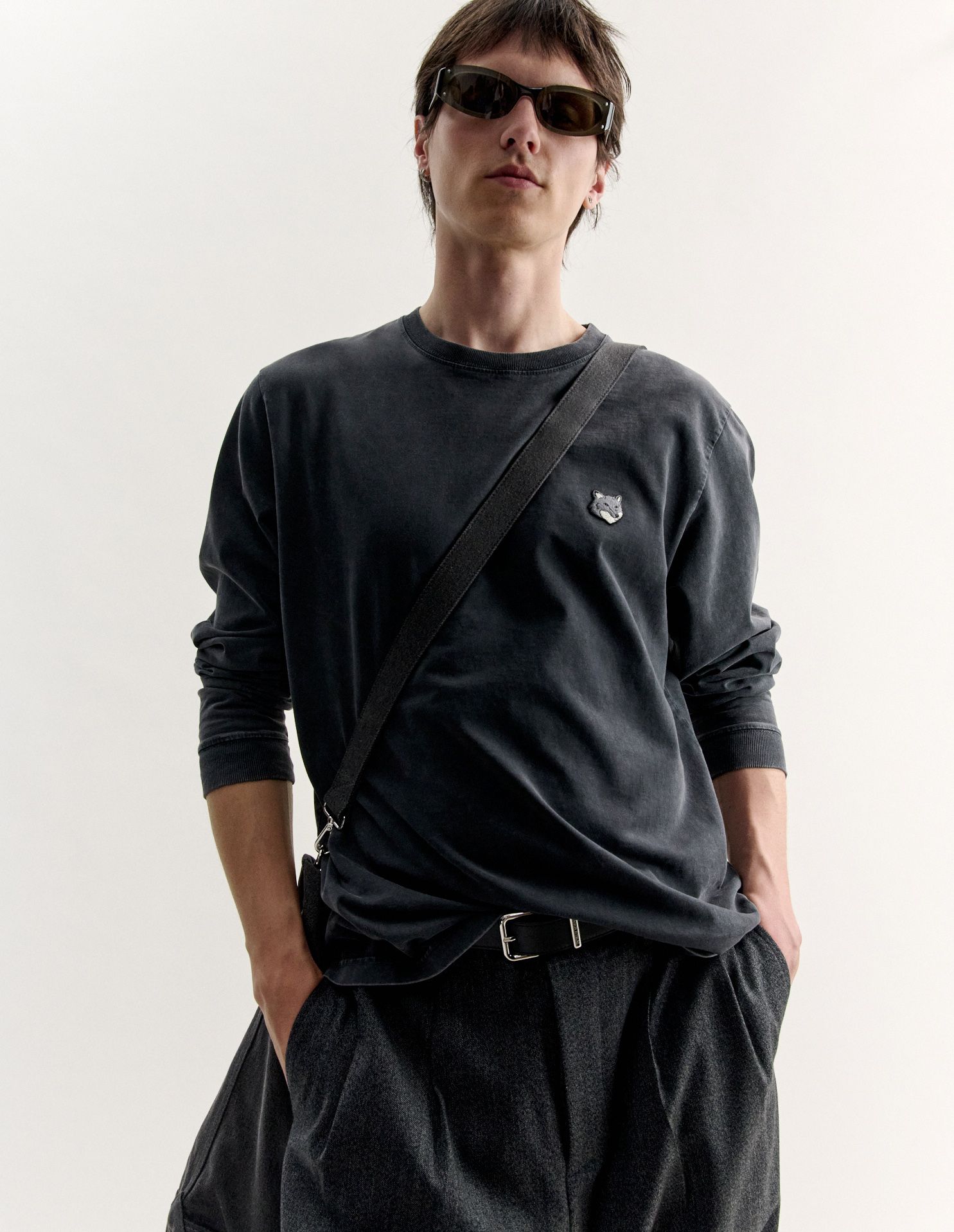 Maison Kitsuné - Áo thun dài tay nam Fox Head dáng comfort