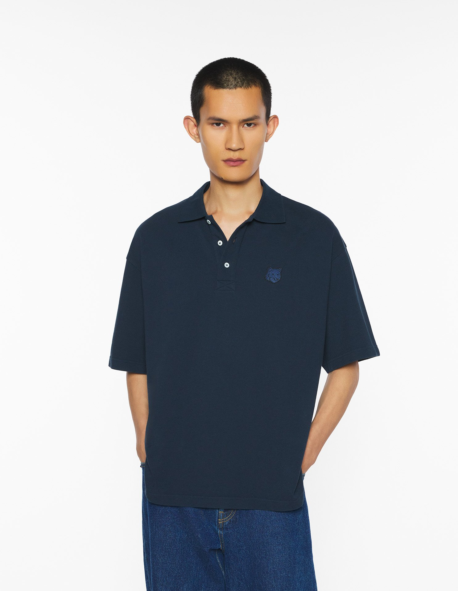 Maison Kitsuné - Áo polo nam Fox Head dáng Oversize