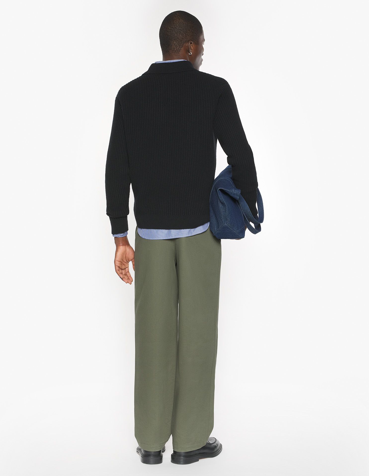 Maison Kitsuné - Áo polo nam len gân Fox Head Wool dáng Regular