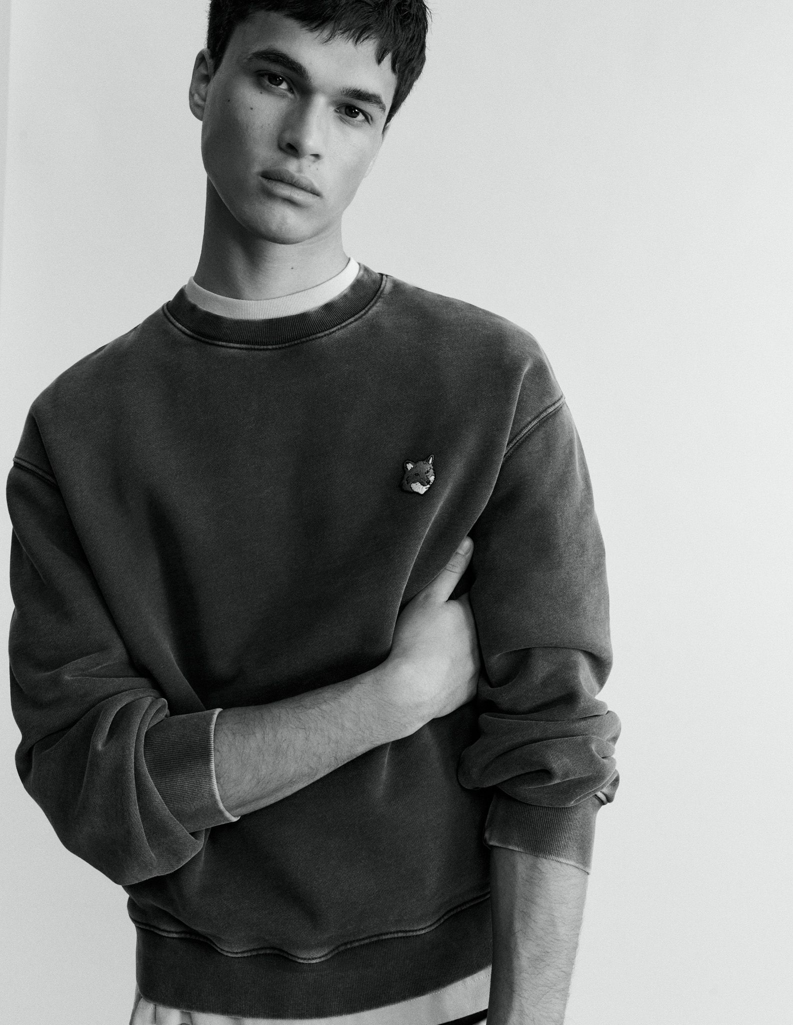 Maison Kitsuné - Áo sweatshirt nam Fox Head dáng comfort