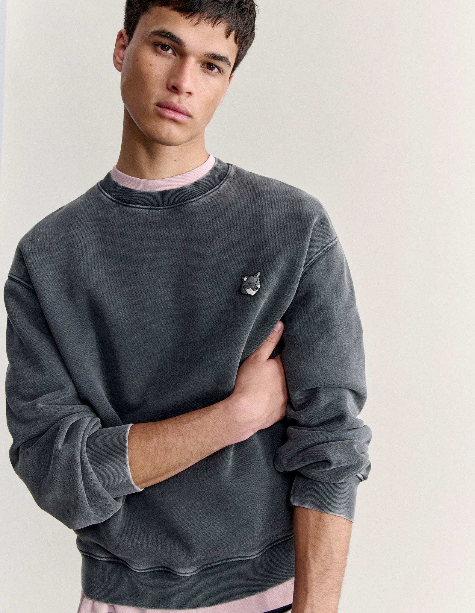 Maison Kitsuné - Áo sweatshirt nam Fox Head dáng comfort