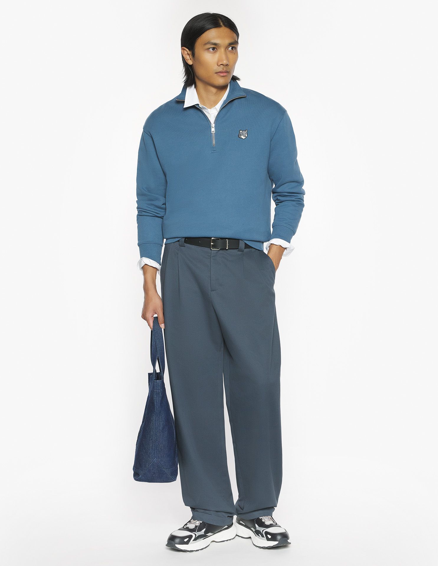 Maison Kitsuné - Áo sweatshirt nam khóa kéo Fox Head dáng Comfort