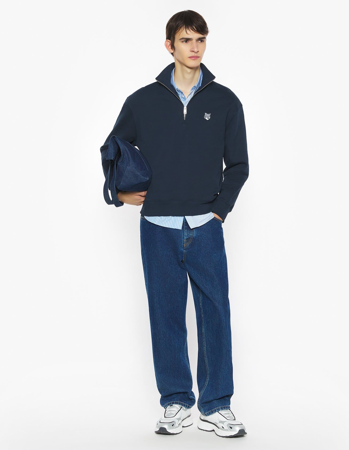 Maison Kitsuné - Áo sweatshirt nam khóa kéo Fox Head dáng Comfort