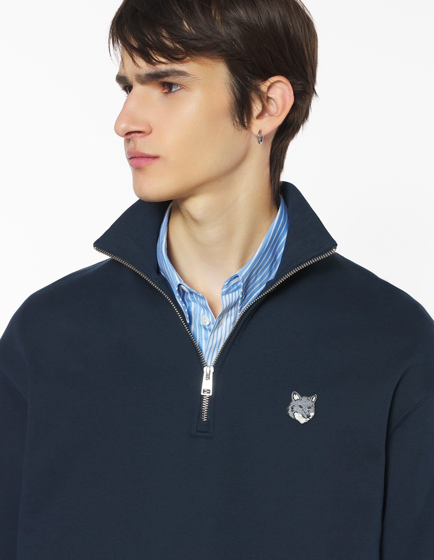 Maison Kitsuné - Áo sweatshirt nam khóa kéo Fox Head dáng Comfort