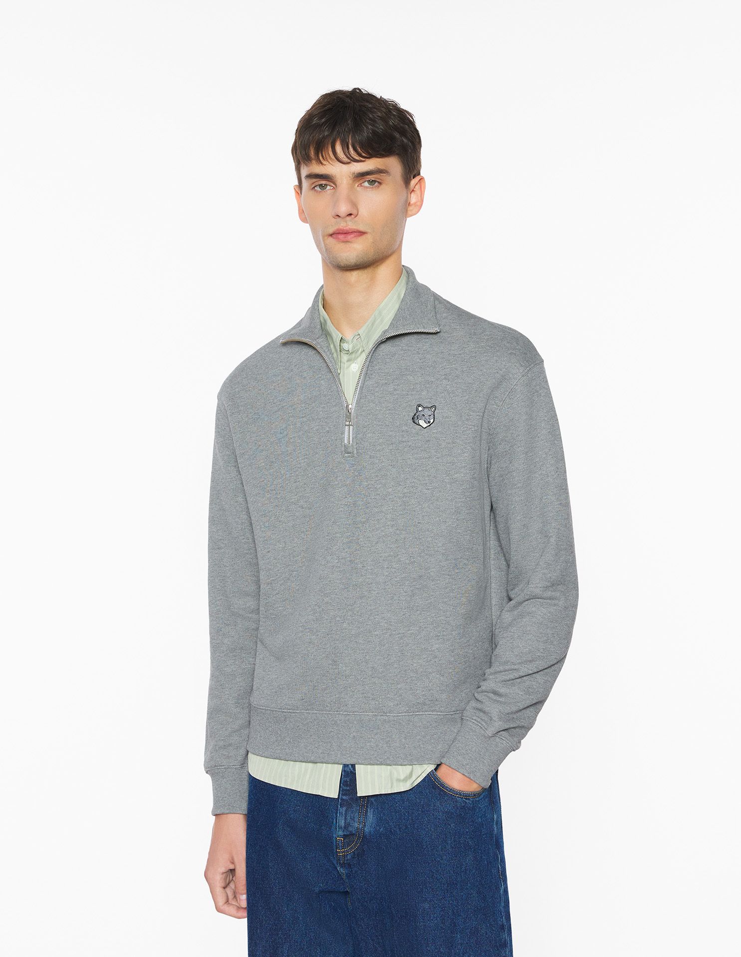 Maison Kitsuné - Áo sweatshirt nam khóa kéo Fox Head dáng Comfort
