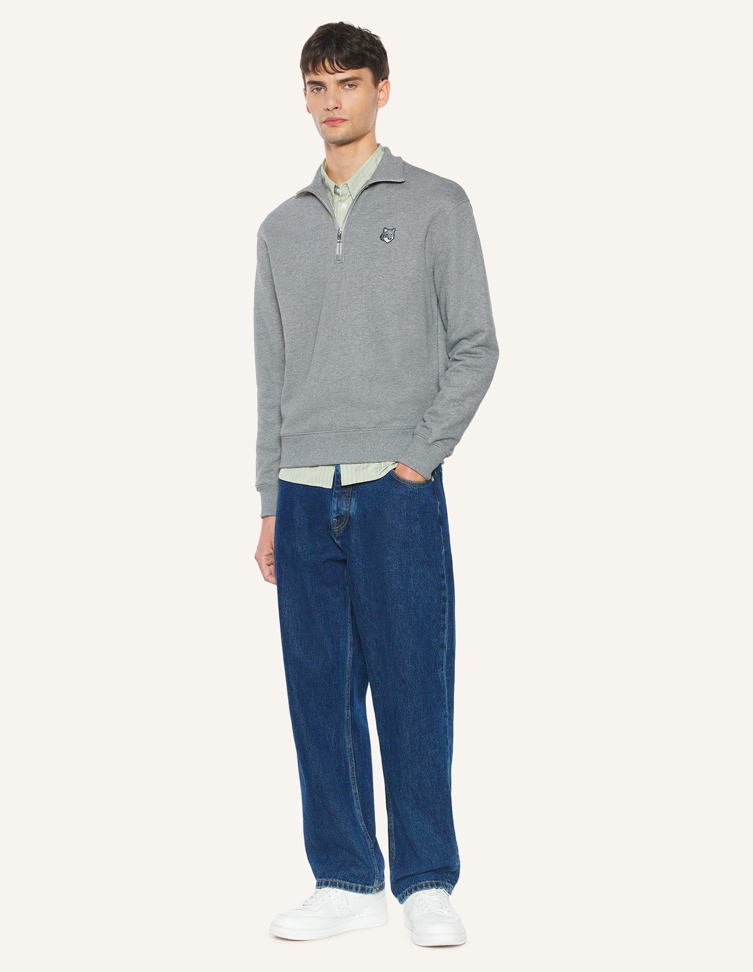 Maison Kitsuné - Áo sweatshirt nam khóa kéo Fox Head dáng Comfort