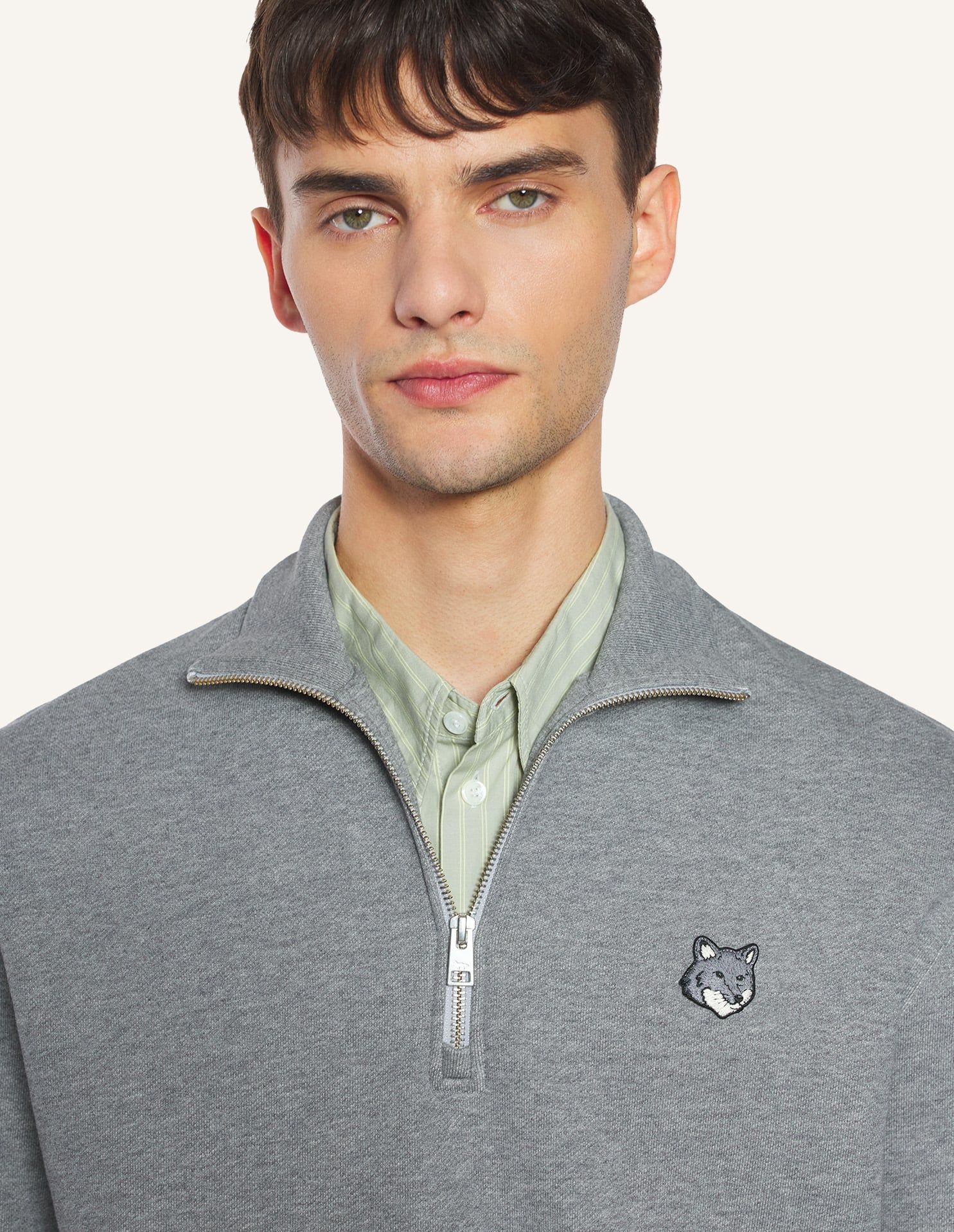 Maison Kitsuné - Áo sweatshirt nam khóa kéo Fox Head dáng Comfort