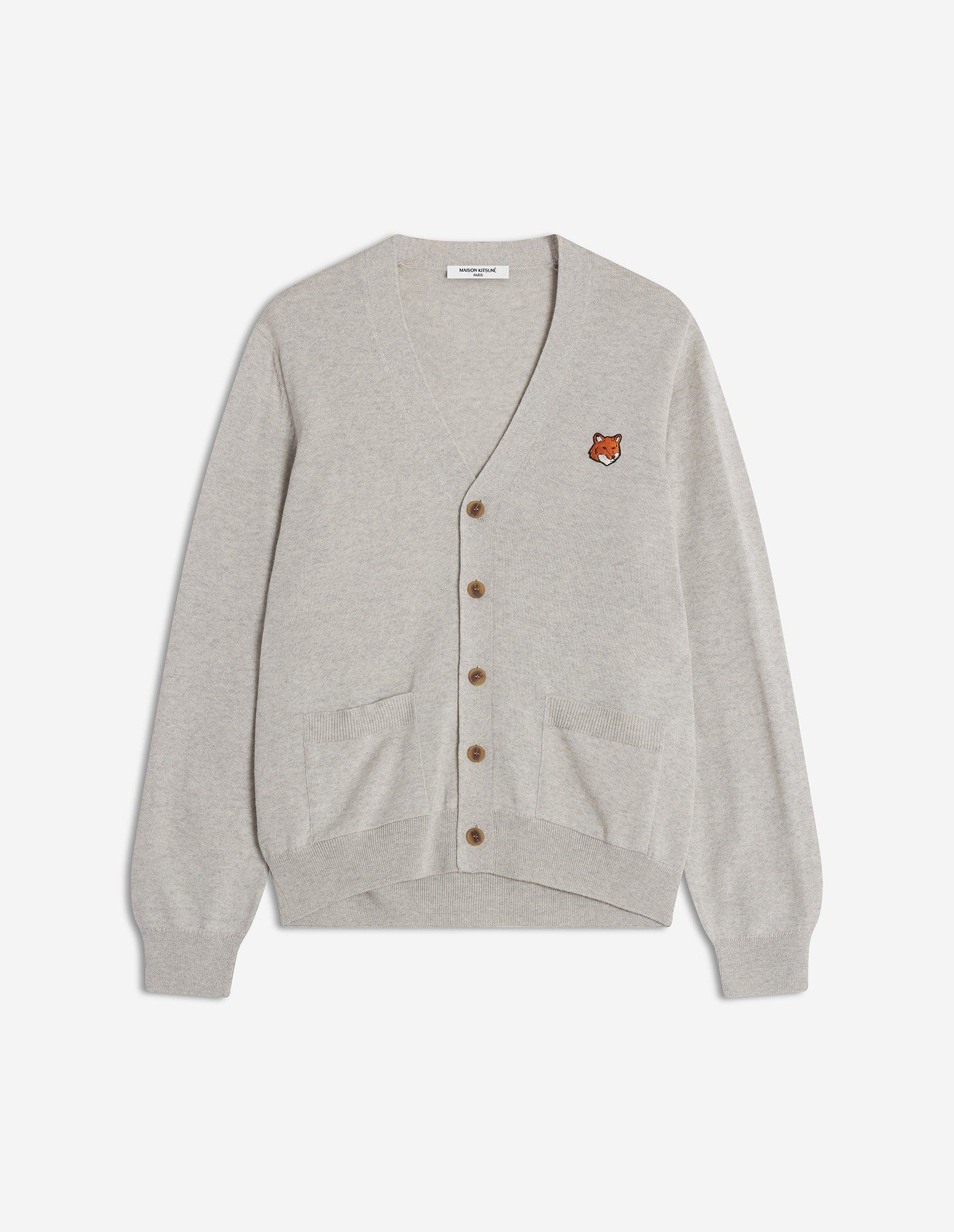 Maison Kitsuné - Áo Cardigan nam Fox Head Merino dáng Regular