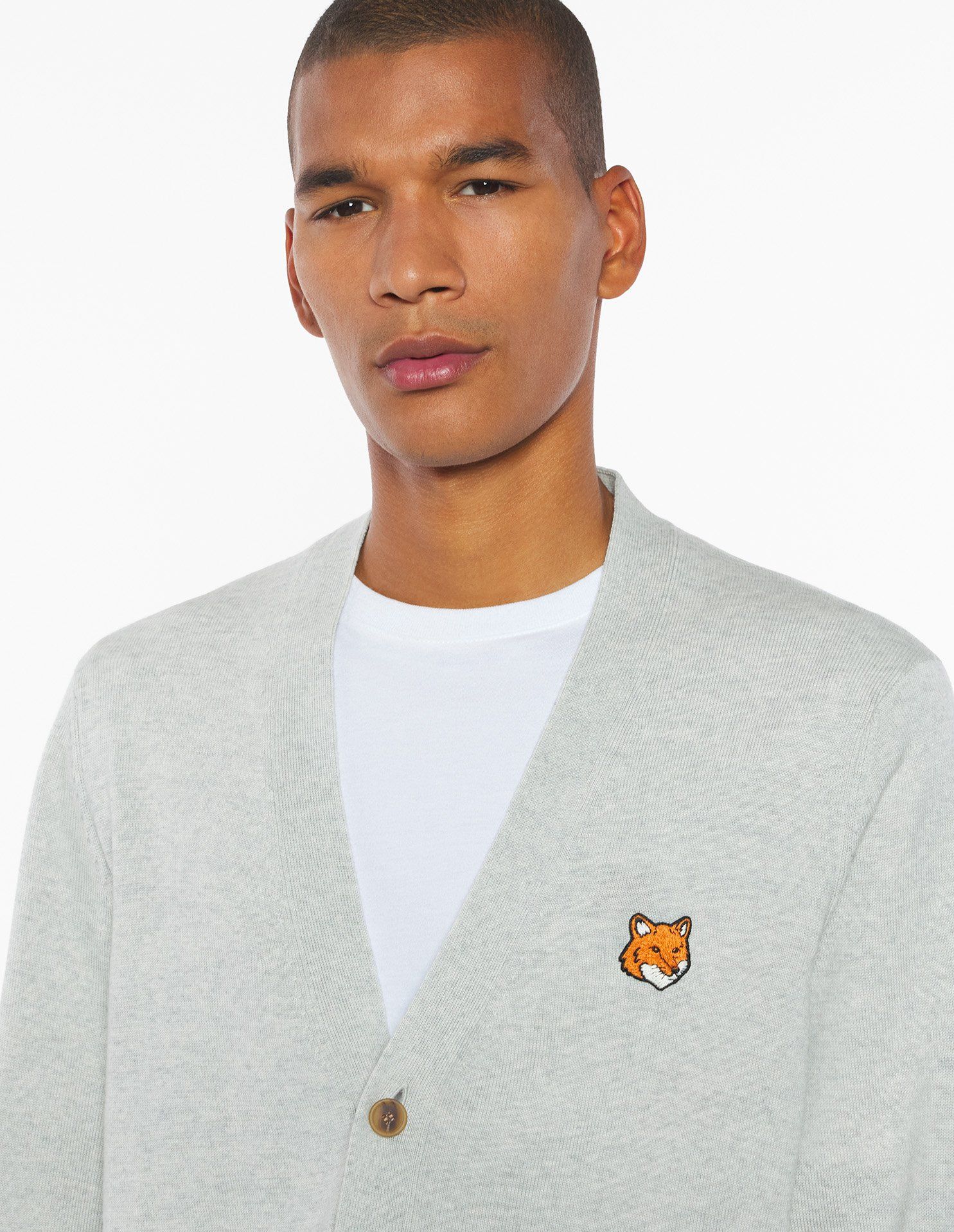 Maison Kitsuné - Áo Cardigan nam Fox Head Merino dáng Regular