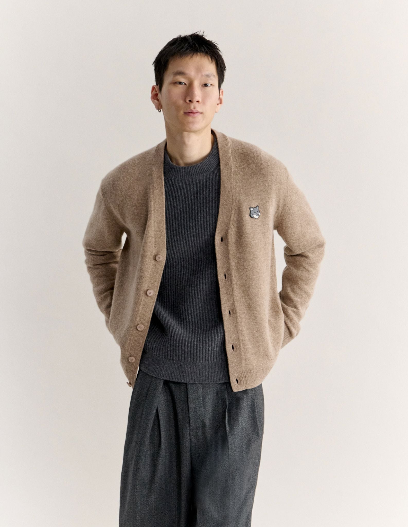 Áo Cardigan nam Fox Head Lambswool dáng Comfort