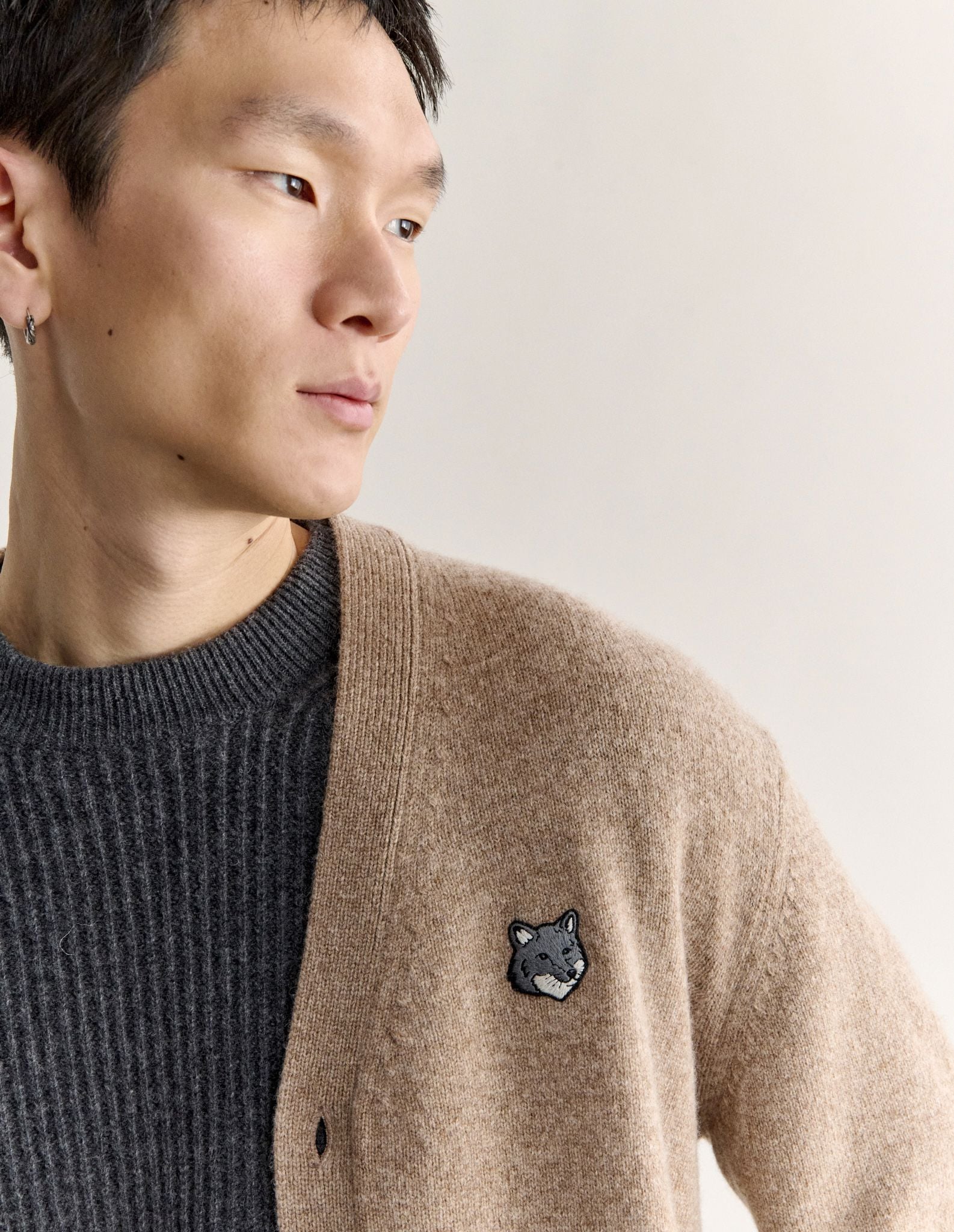 Áo Cardigan nam Fox Head Lambswool dáng Comfort