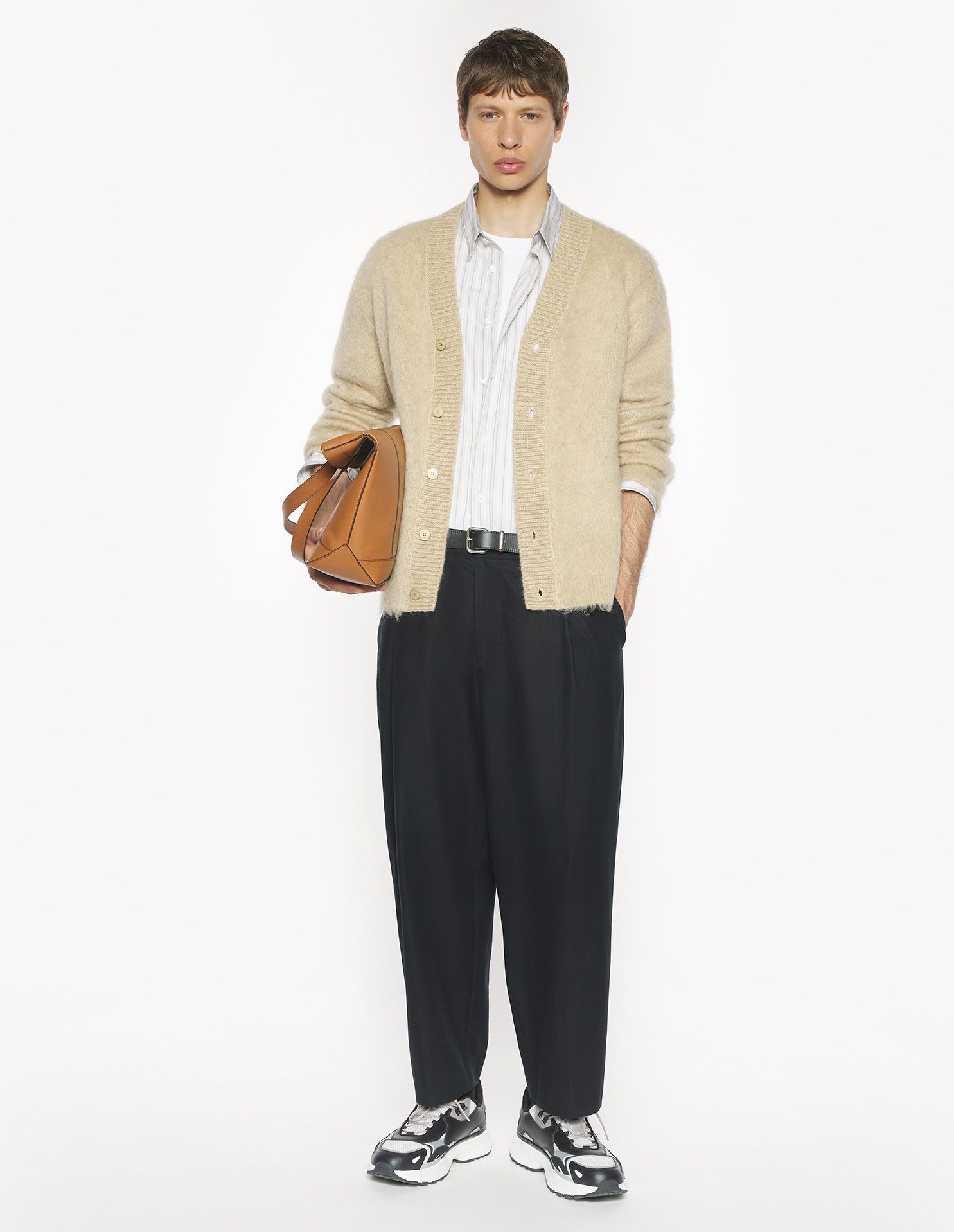 Maison Kitsuné - Áo cardigan nam BRUSHED MOHAIR dáng Comfort