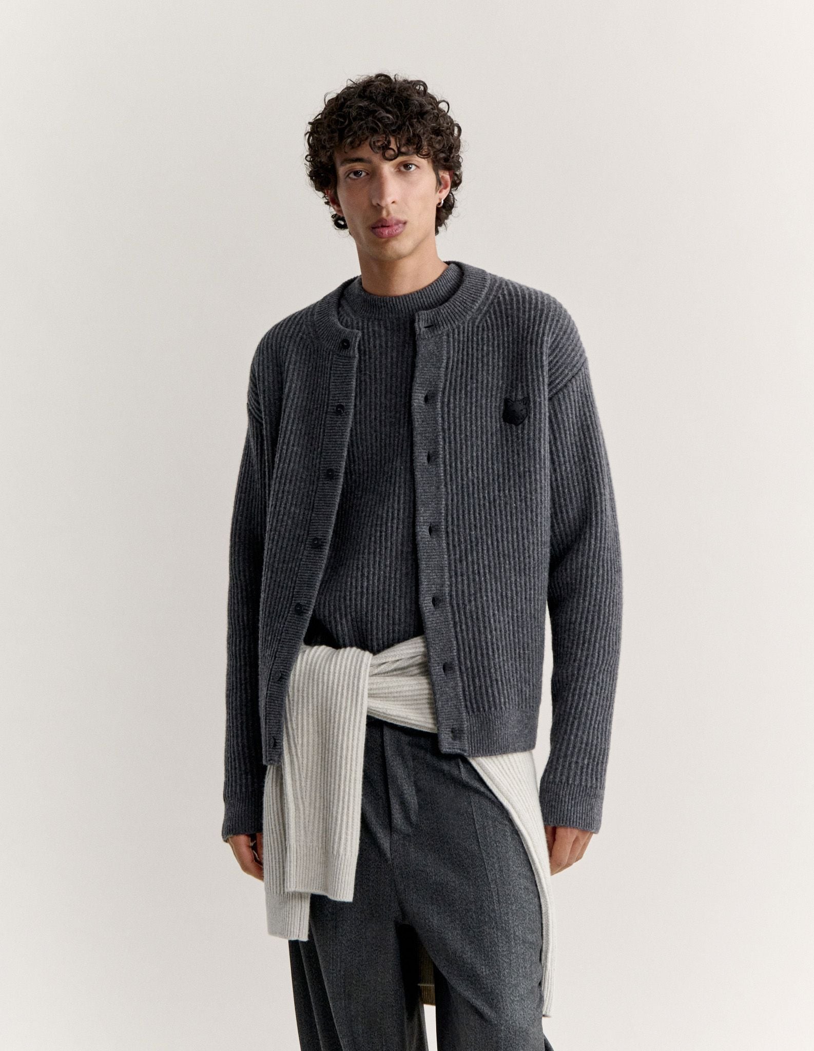 Áo cardigan len gân Fox Head Wool dáng Regular