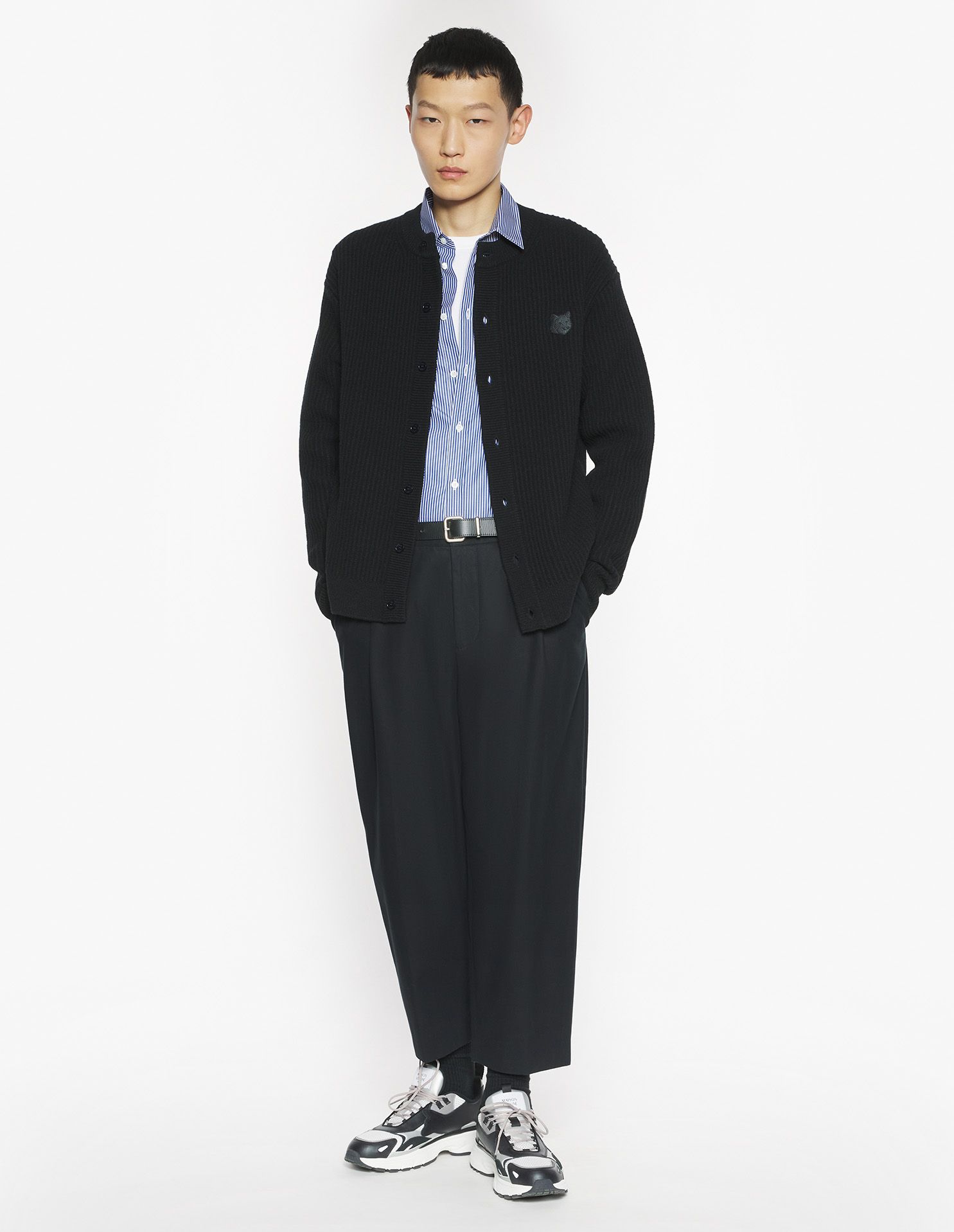 Maison Kitsuné - Áo cardigan len gân Fox Head Wool dáng Regular