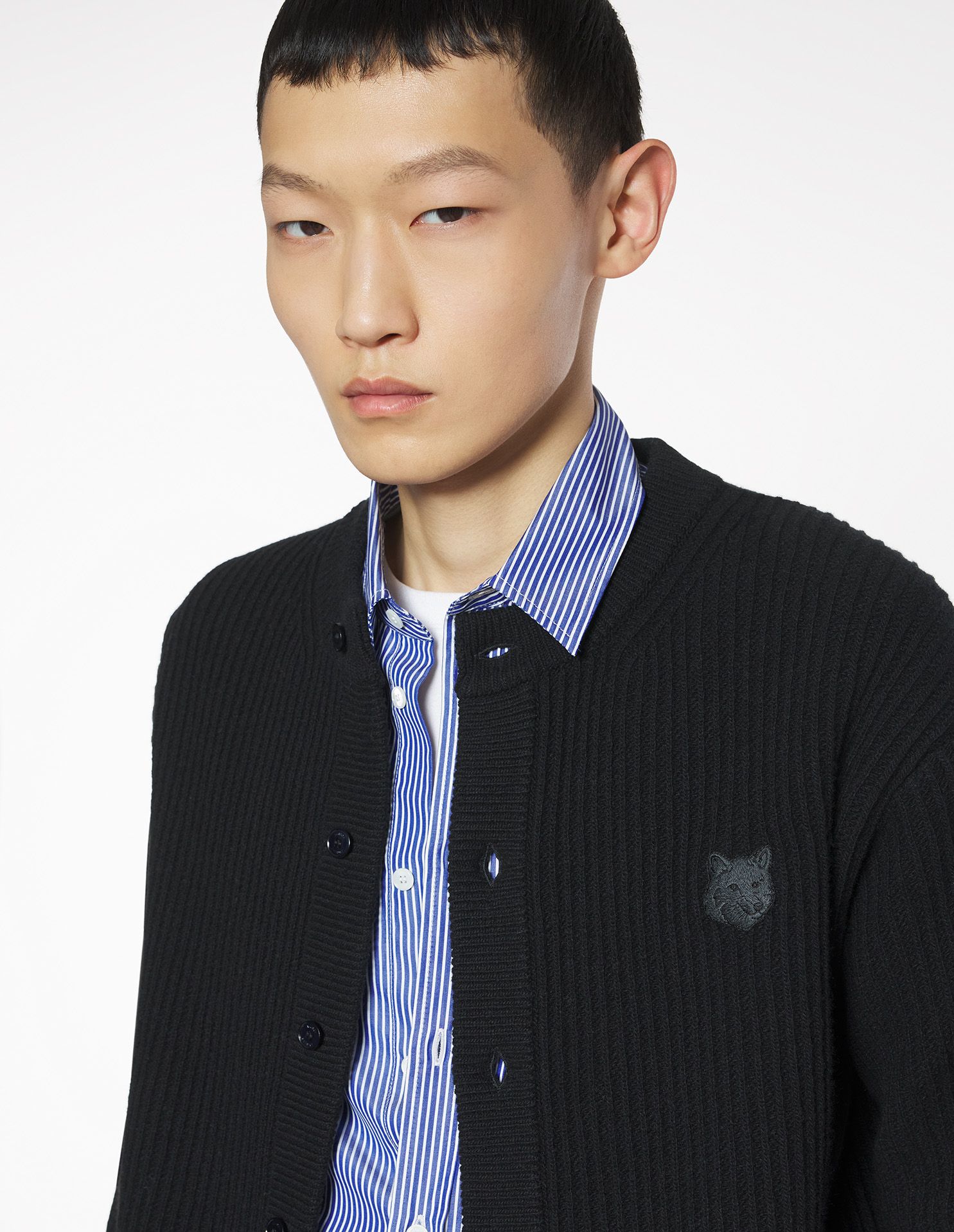Maison Kitsuné - Áo cardigan len gân Fox Head Wool dáng Regular