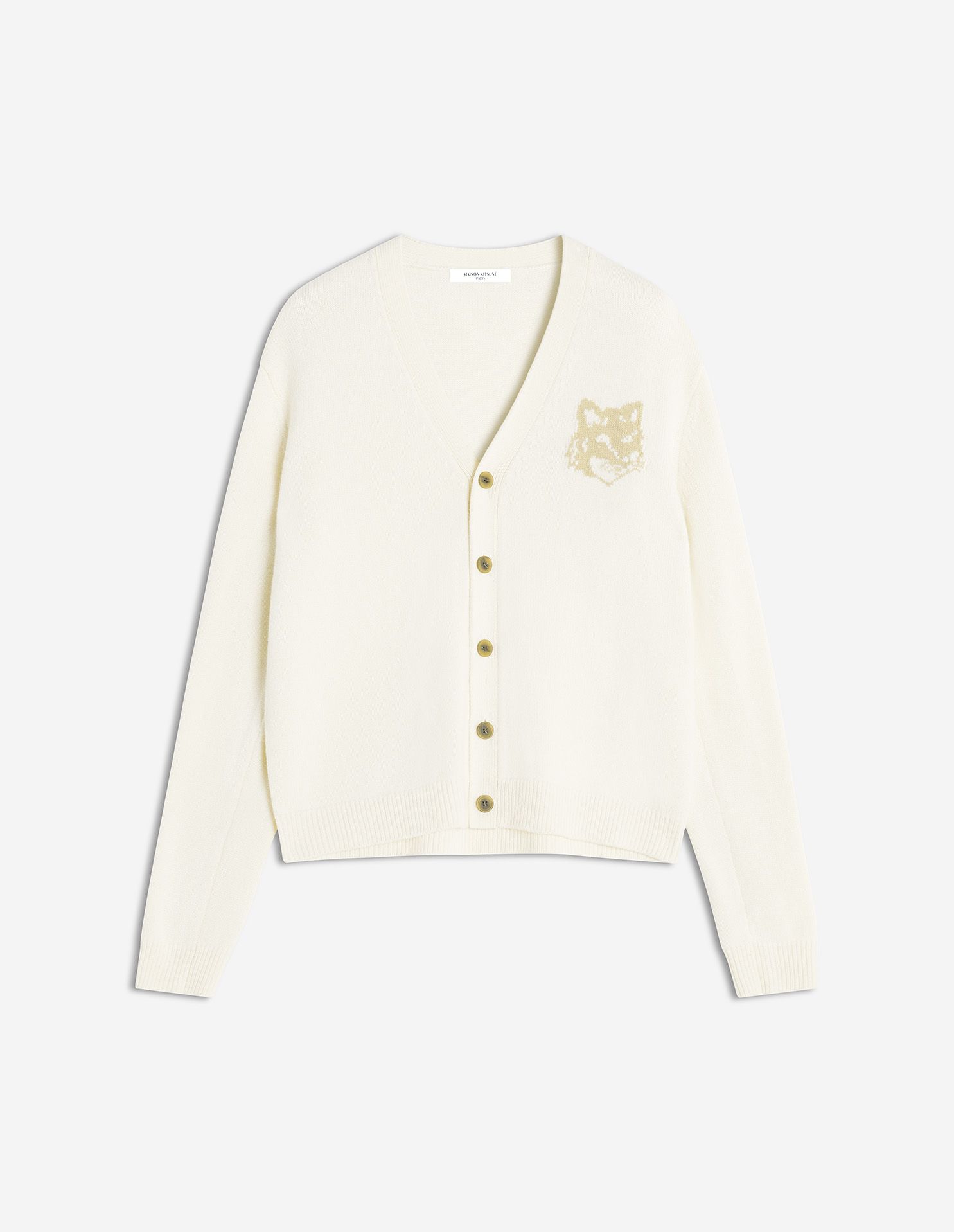 Maison Kitsuné - Áo cardigan len merino Fox Head Intarsia dáng Comfort