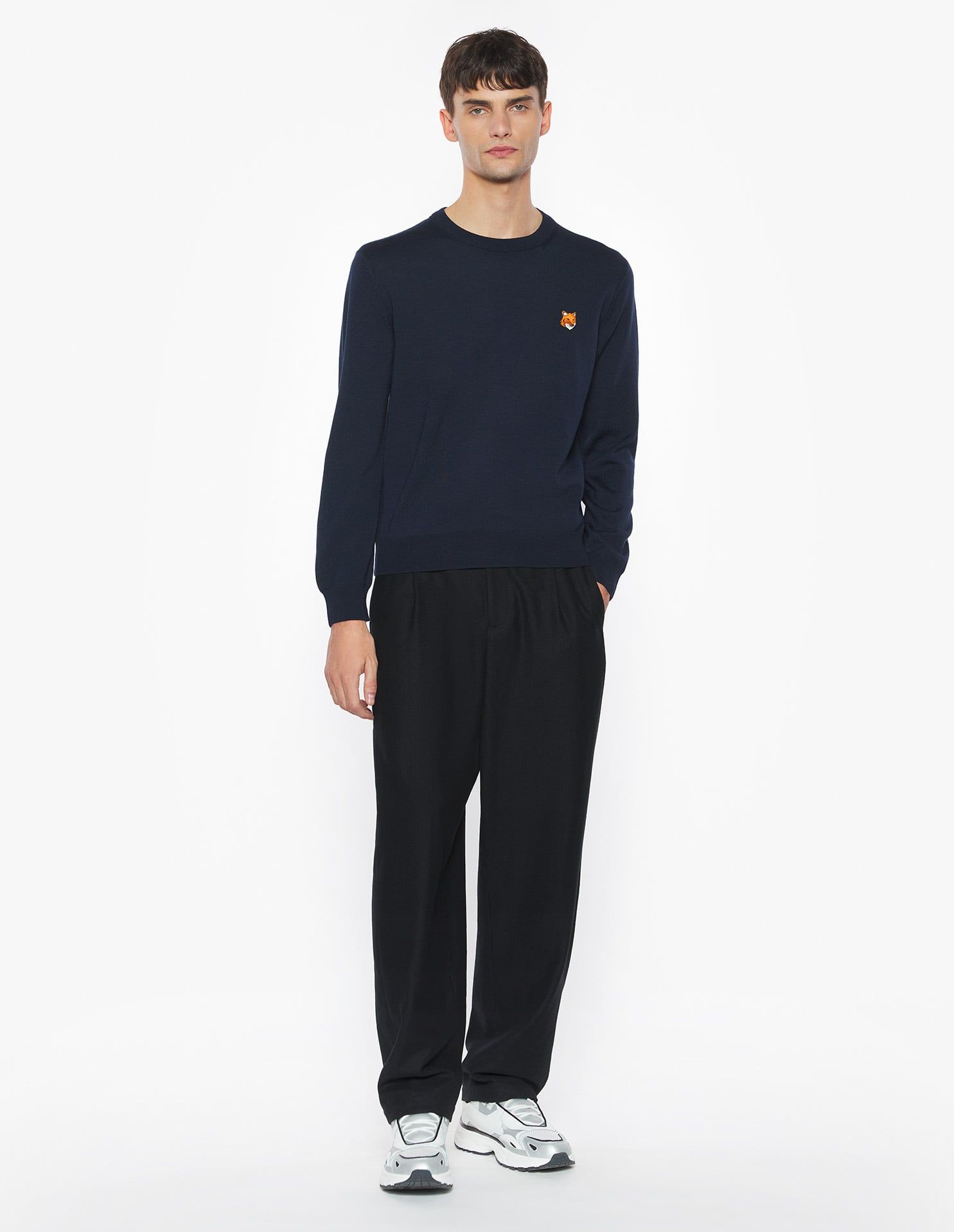 Maison Kitsuné - Áo len nam Fox Head Merino dáng Regular