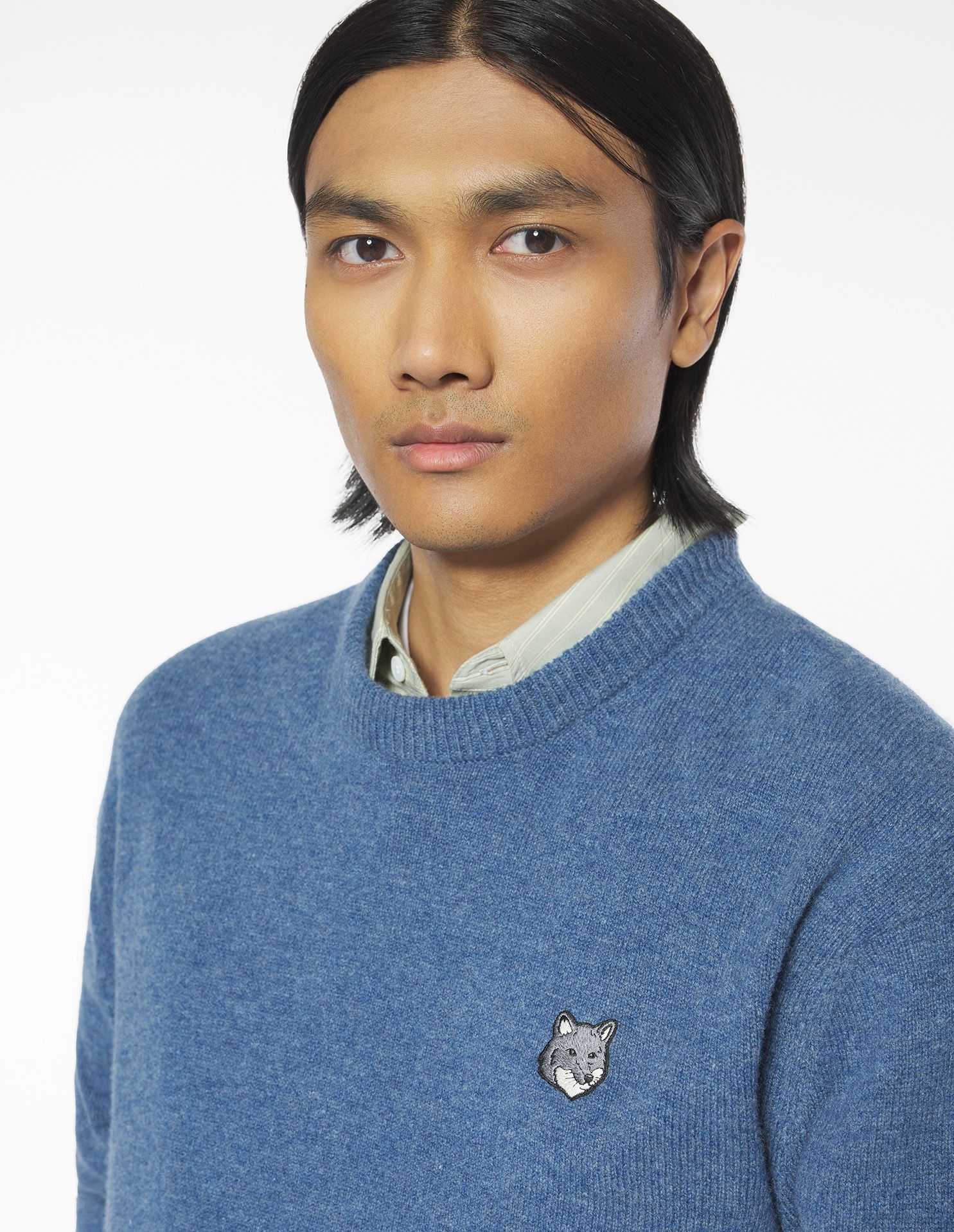 Maison Kitsuné - Áo len lông cừu Fox Head dáng Comfort