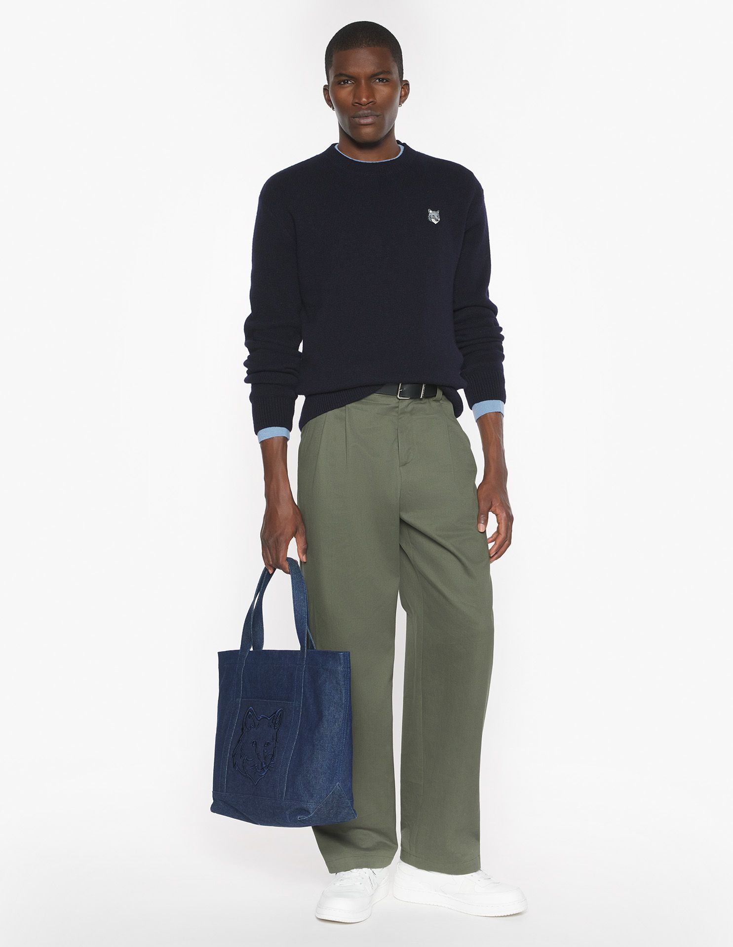 Maison Kitsuné - Áo len lông cừu Fox Head dáng Comfort