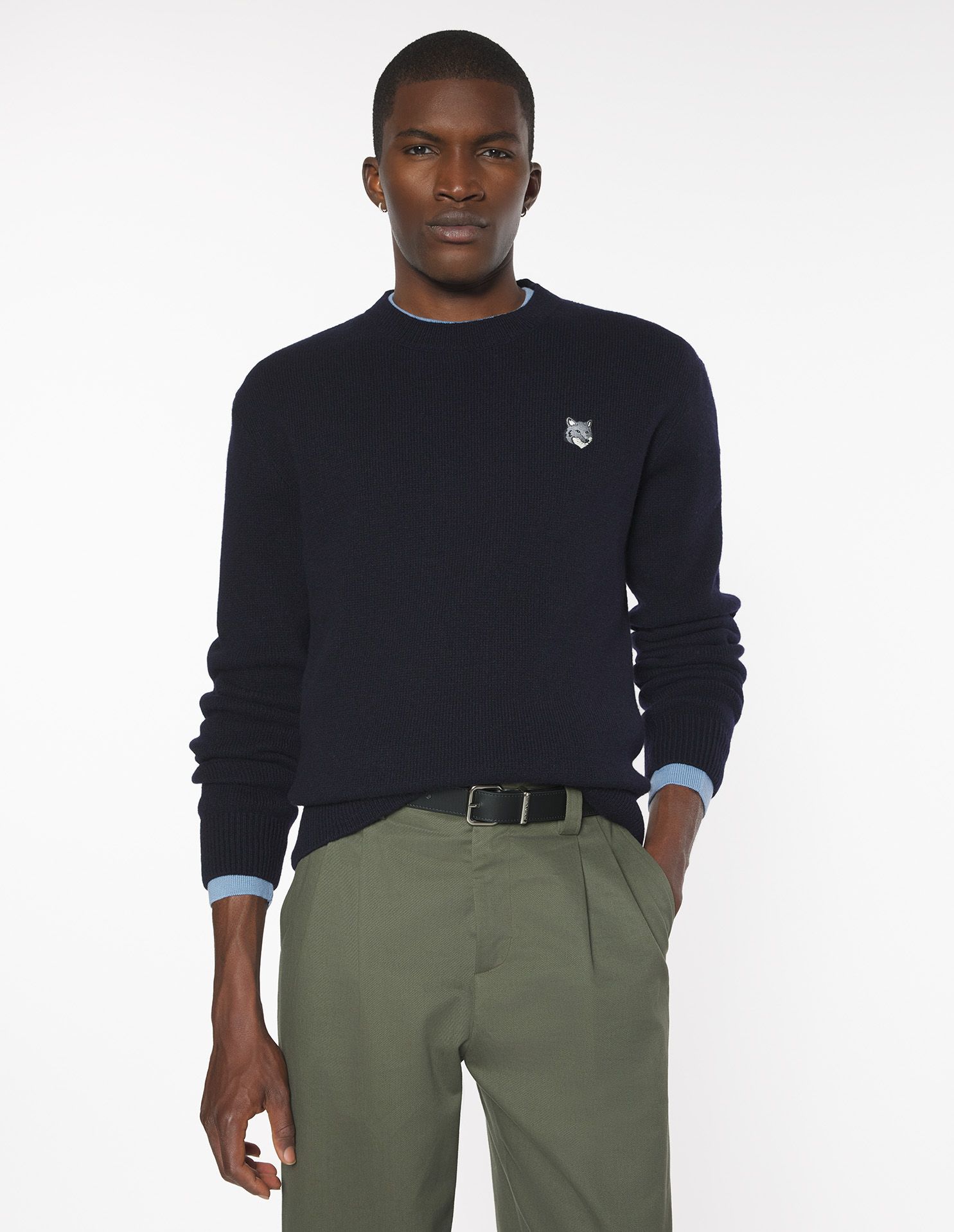 Maison Kitsuné - Áo len lông cừu Fox Head dáng Comfort