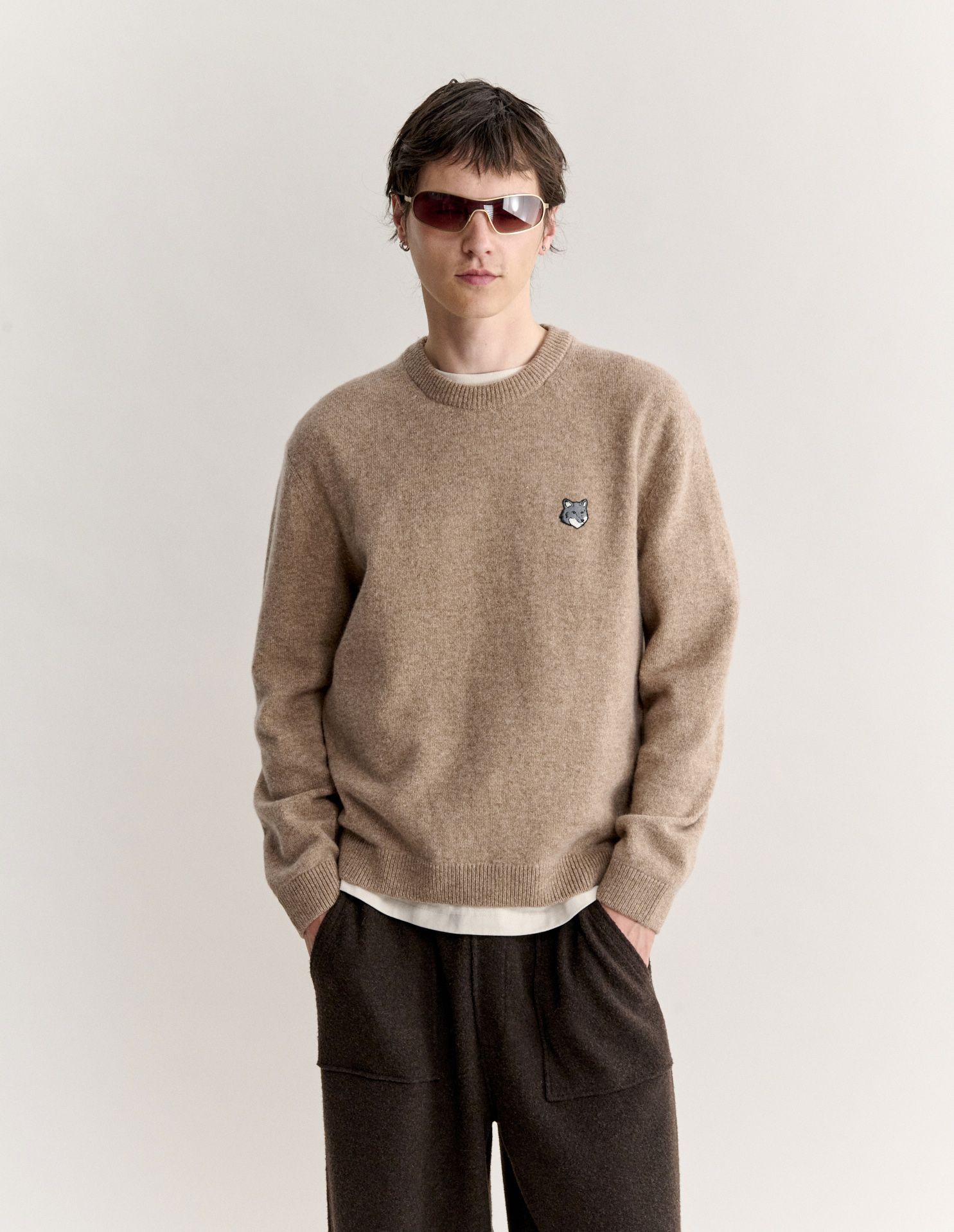 Áo len lông cừu Fox Head dáng comfort