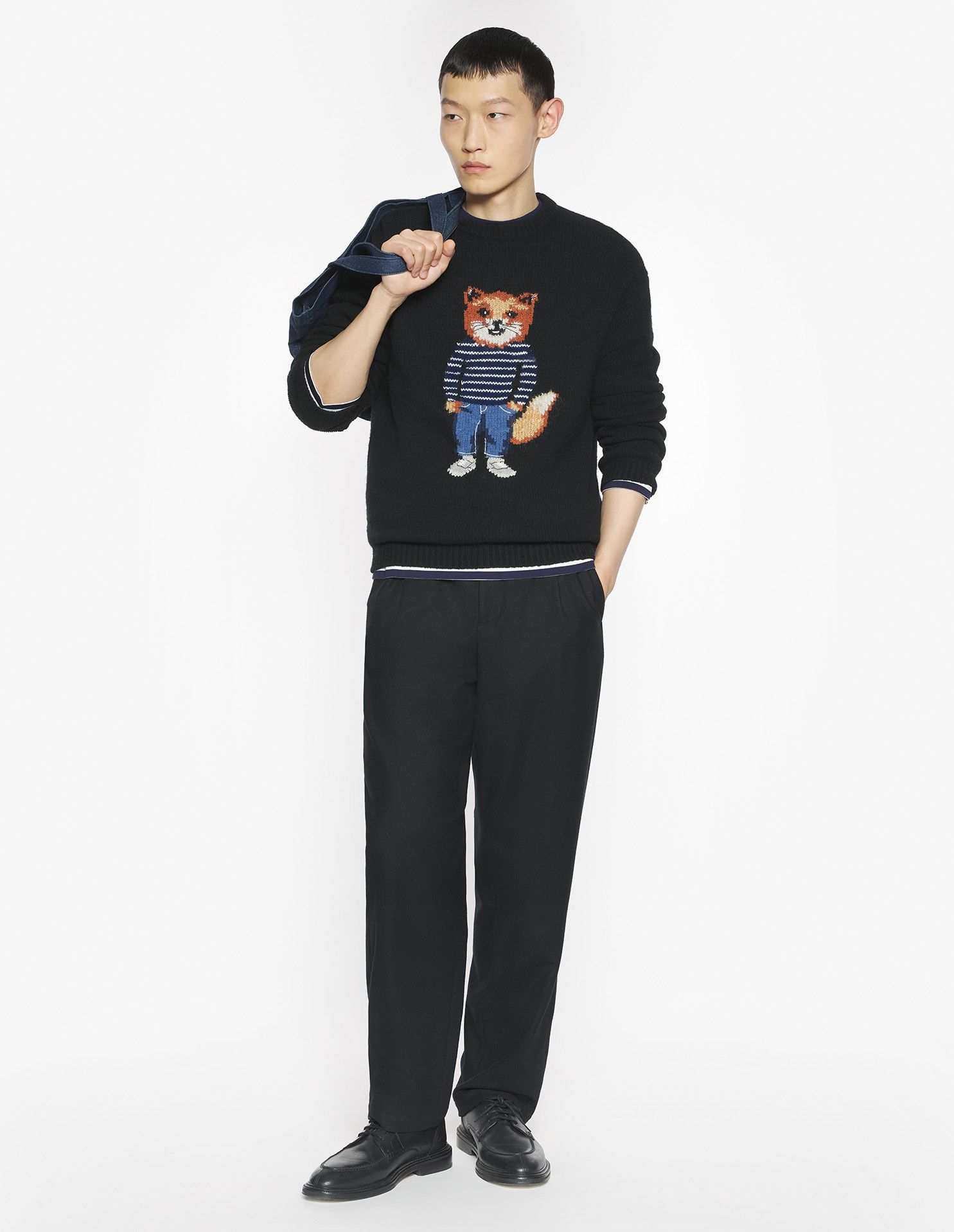 Maison Kitsuné - Áo len Dressed Fox Intarsia dáng Comfort