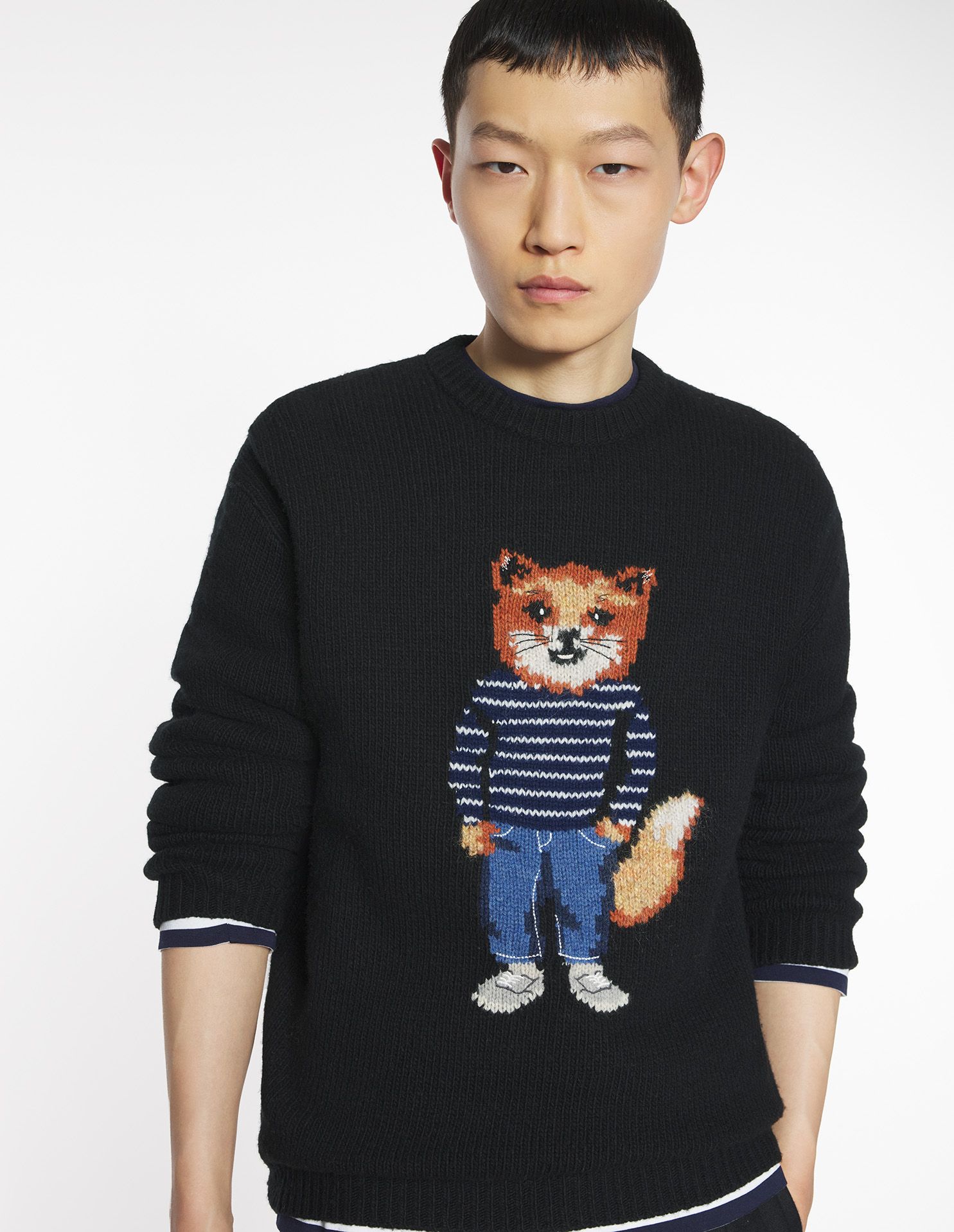 Maison Kitsuné - Áo len Dressed Fox Intarsia dáng Comfort