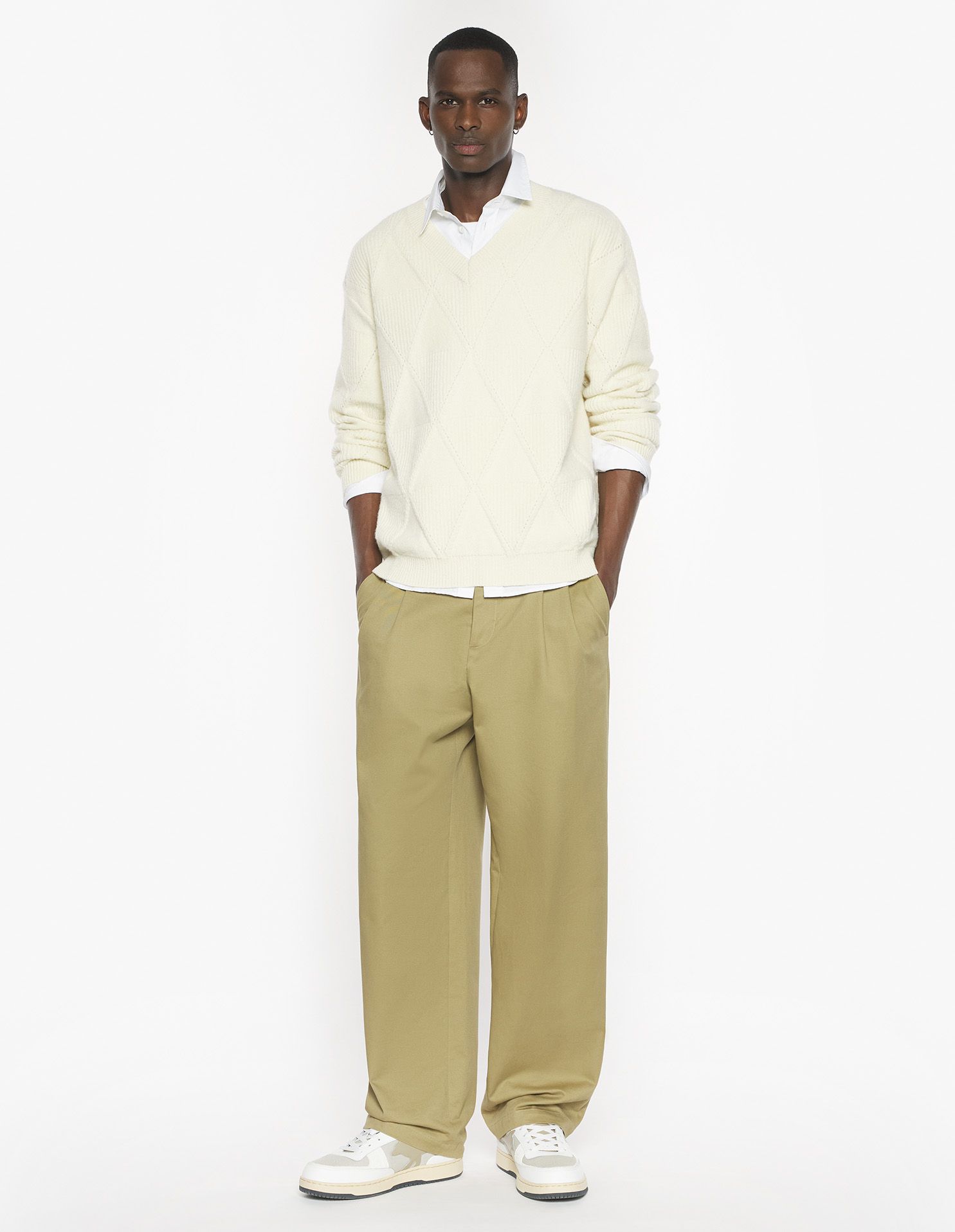 Maison Kitsuné - Áo jumper len Argyle dáng Comfort