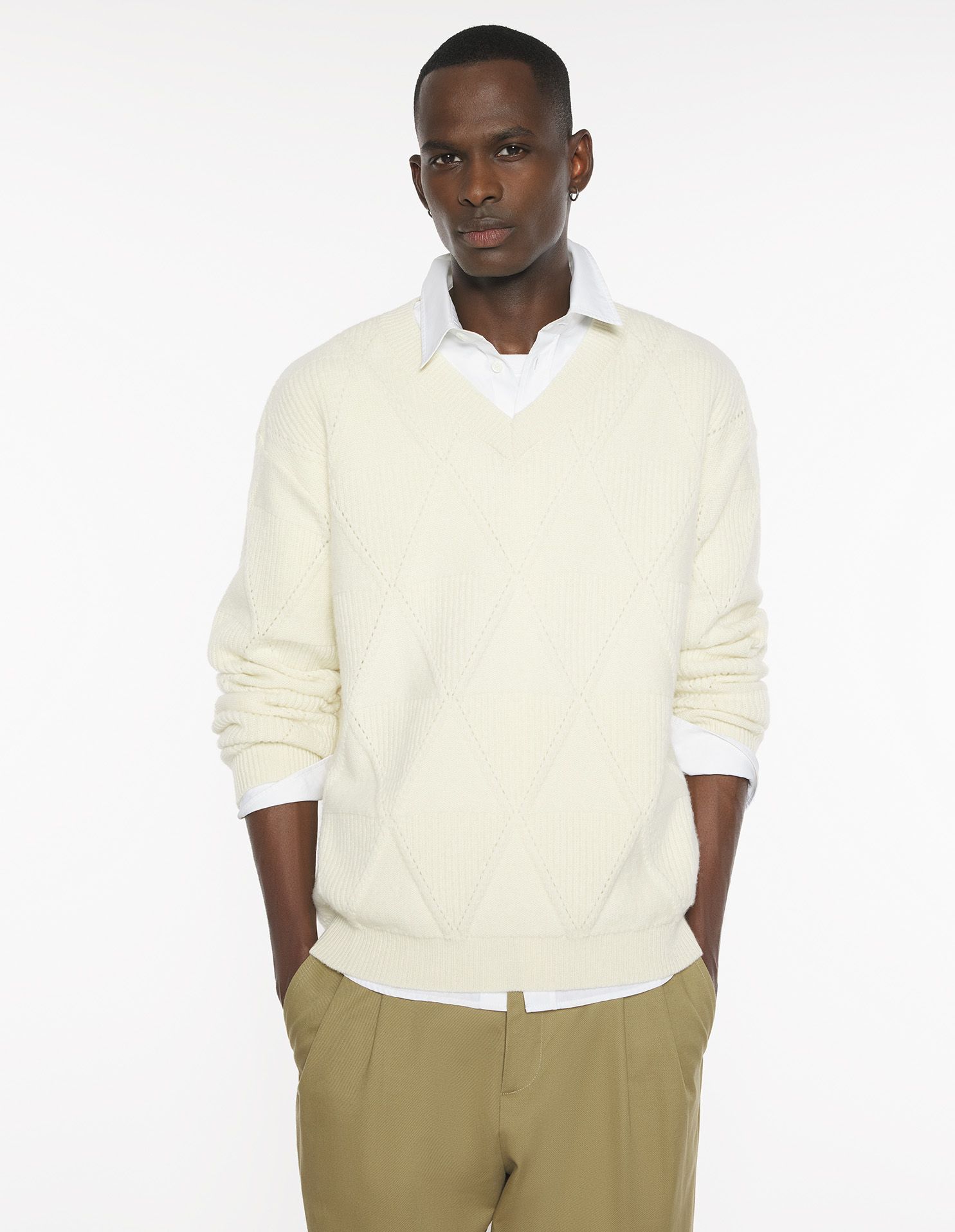 Maison Kitsuné - Áo jumper len Argyle dáng Comfort