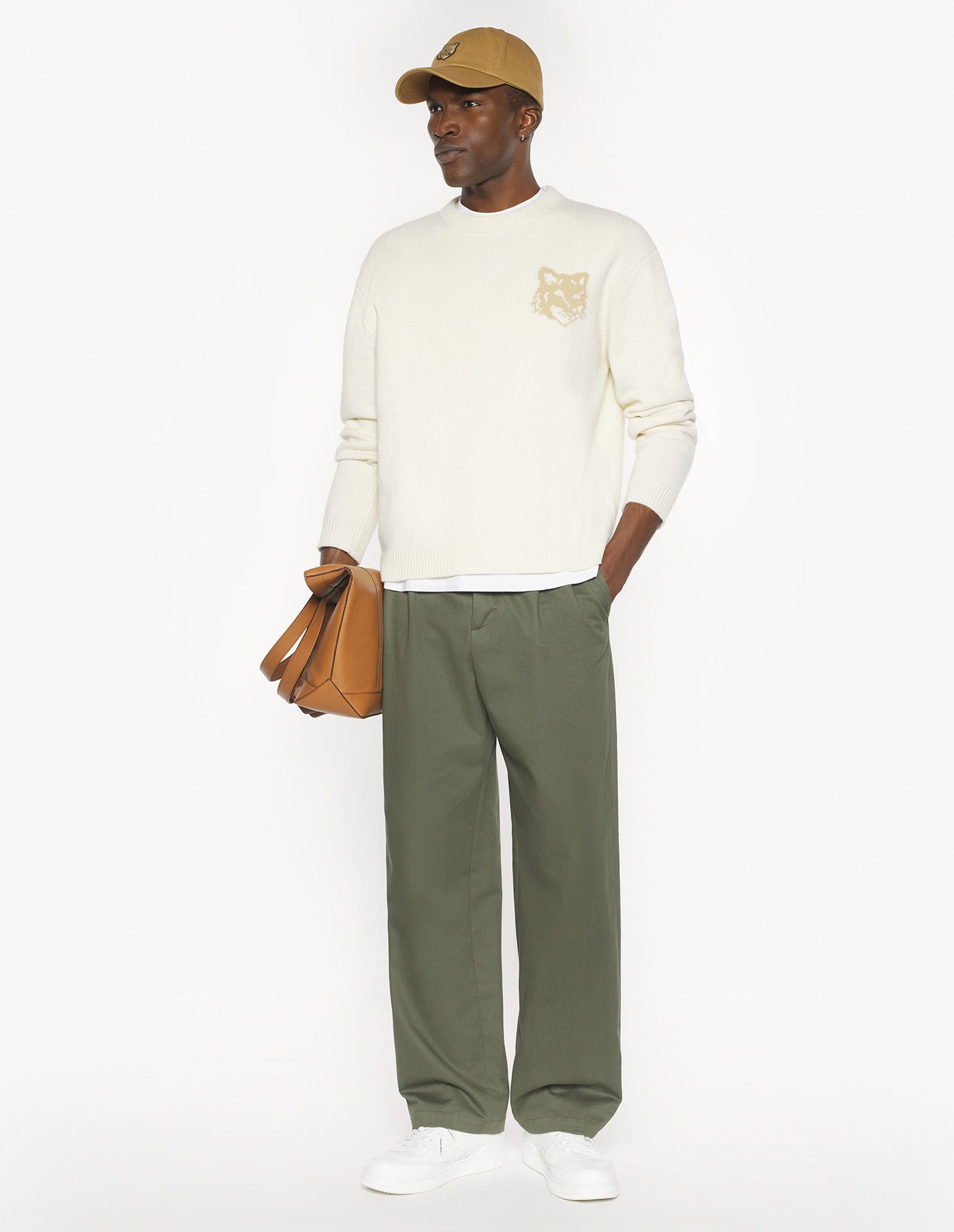 Maison Kitsuné - Áo len merino Fox Head Intarsia dáng Comfort