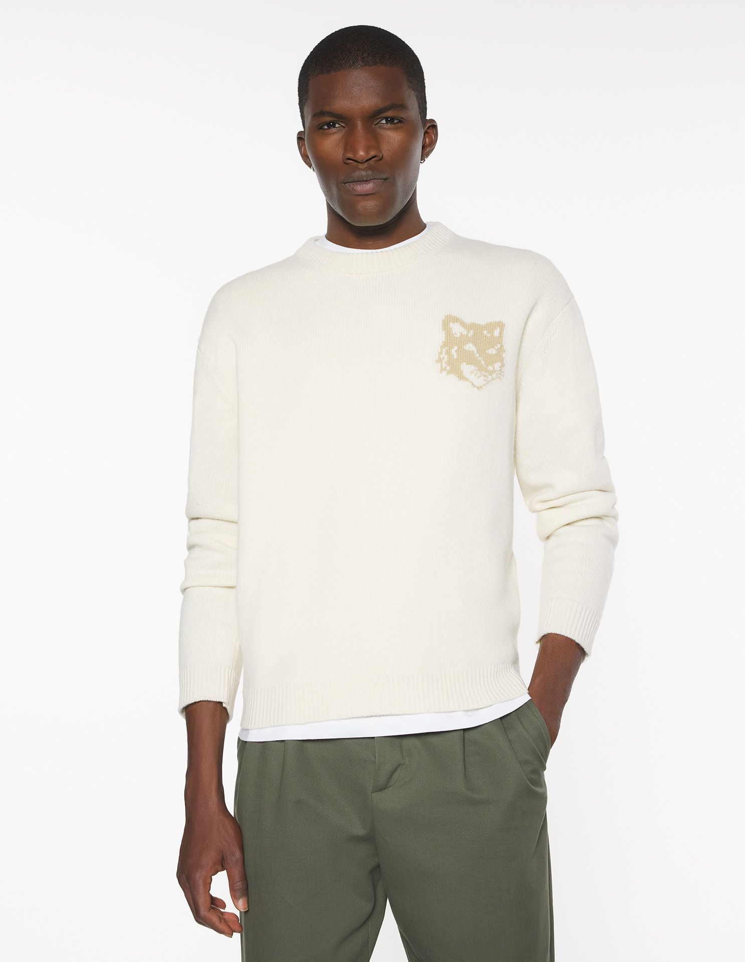 Maison Kitsuné - Áo len merino Fox Head Intarsia dáng Comfort