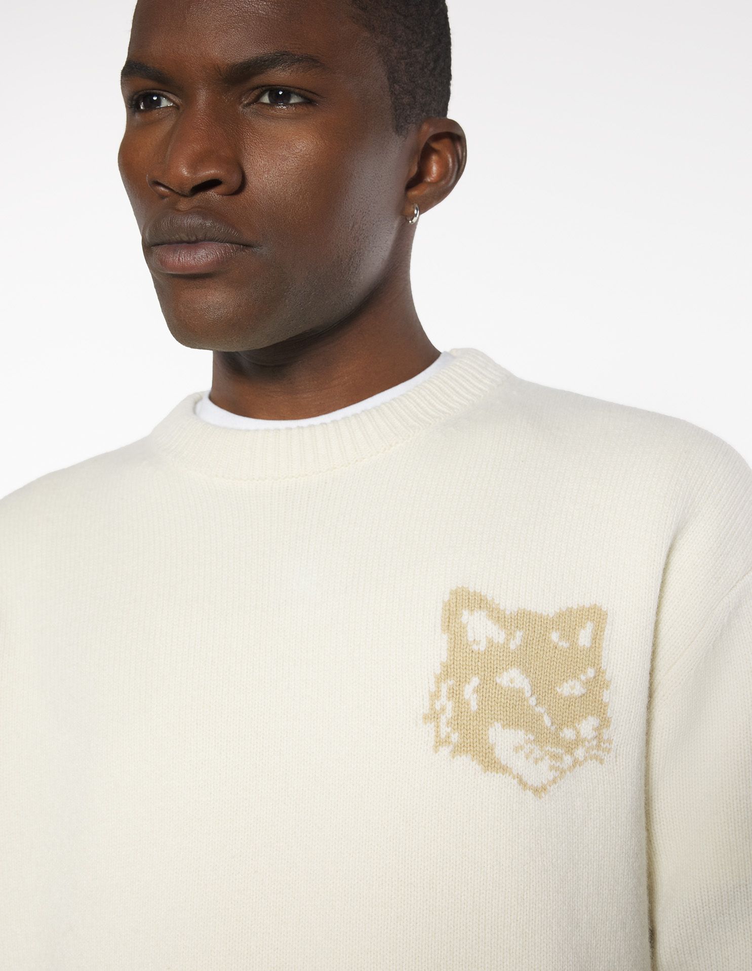 Maison Kitsuné - Áo len merino Fox Head Intarsia dáng Comfort