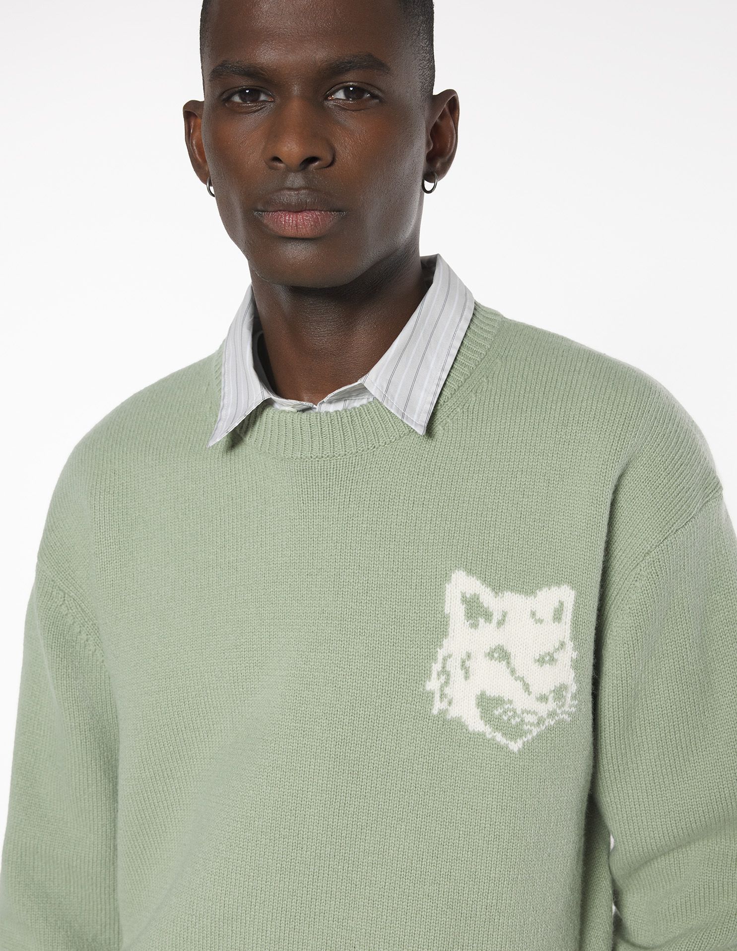 Maison Kitsuné - Áo len merino Fox Head Intarsia dáng Comfort