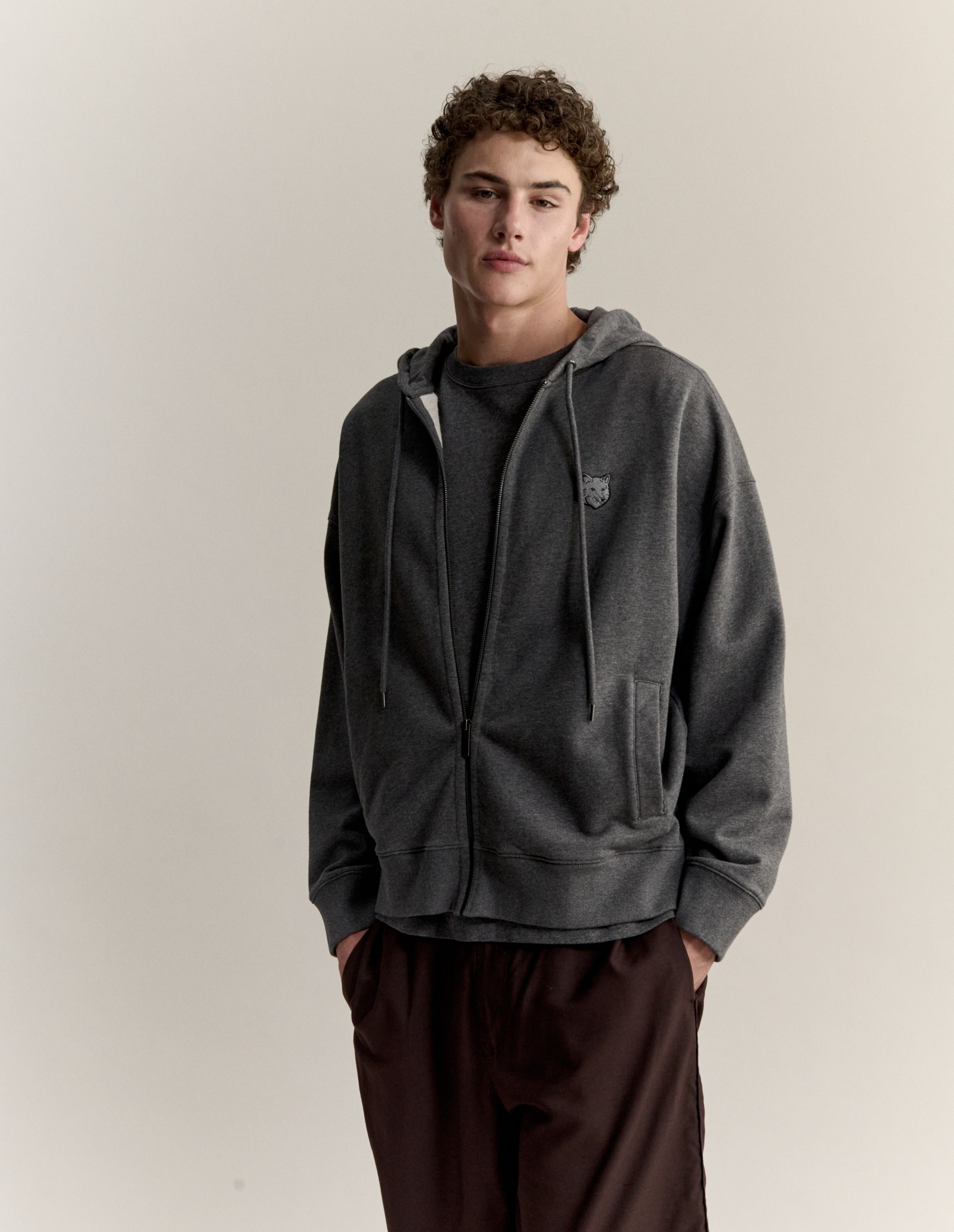 Áo Hoodie nam kéo khóa Fox Head dáng Oversize