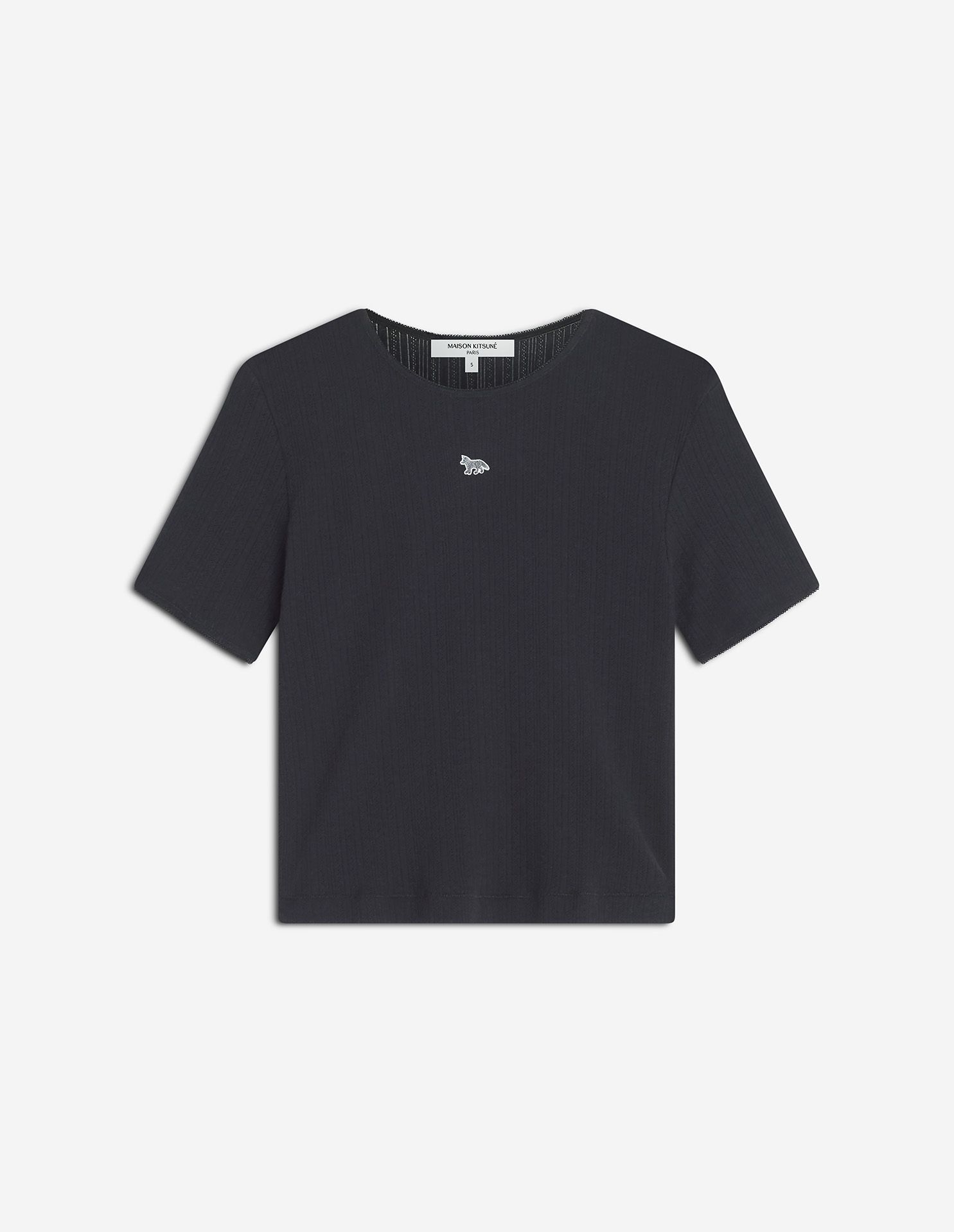 Maison Kitsuné - Áo thun Pointelle Baby Fox dáng Cropped
