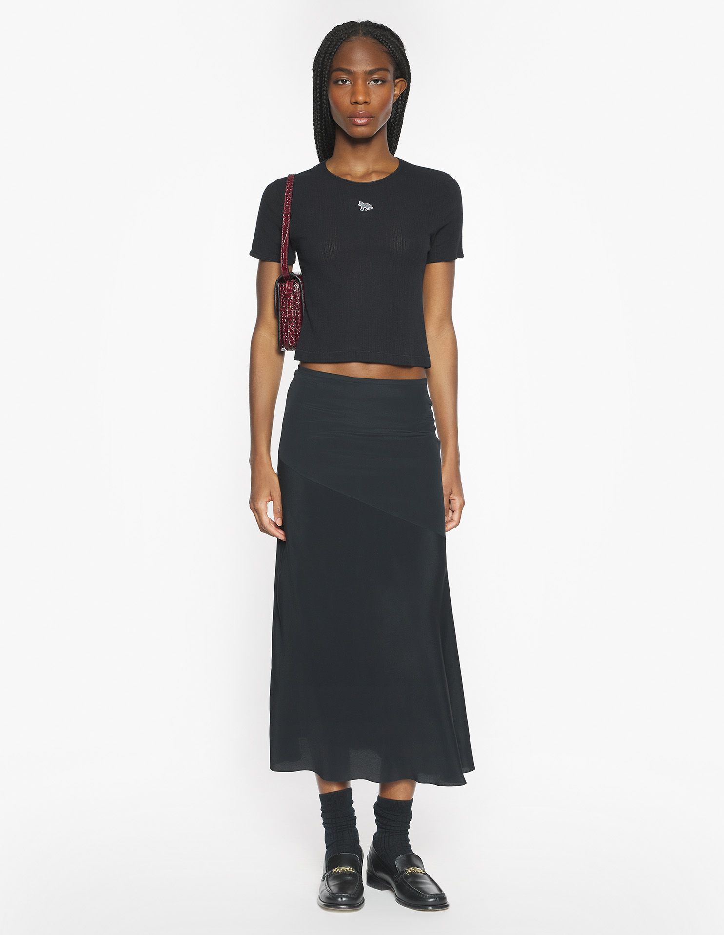 Maison Kitsuné - Áo thun Pointelle Baby Fox dáng Cropped