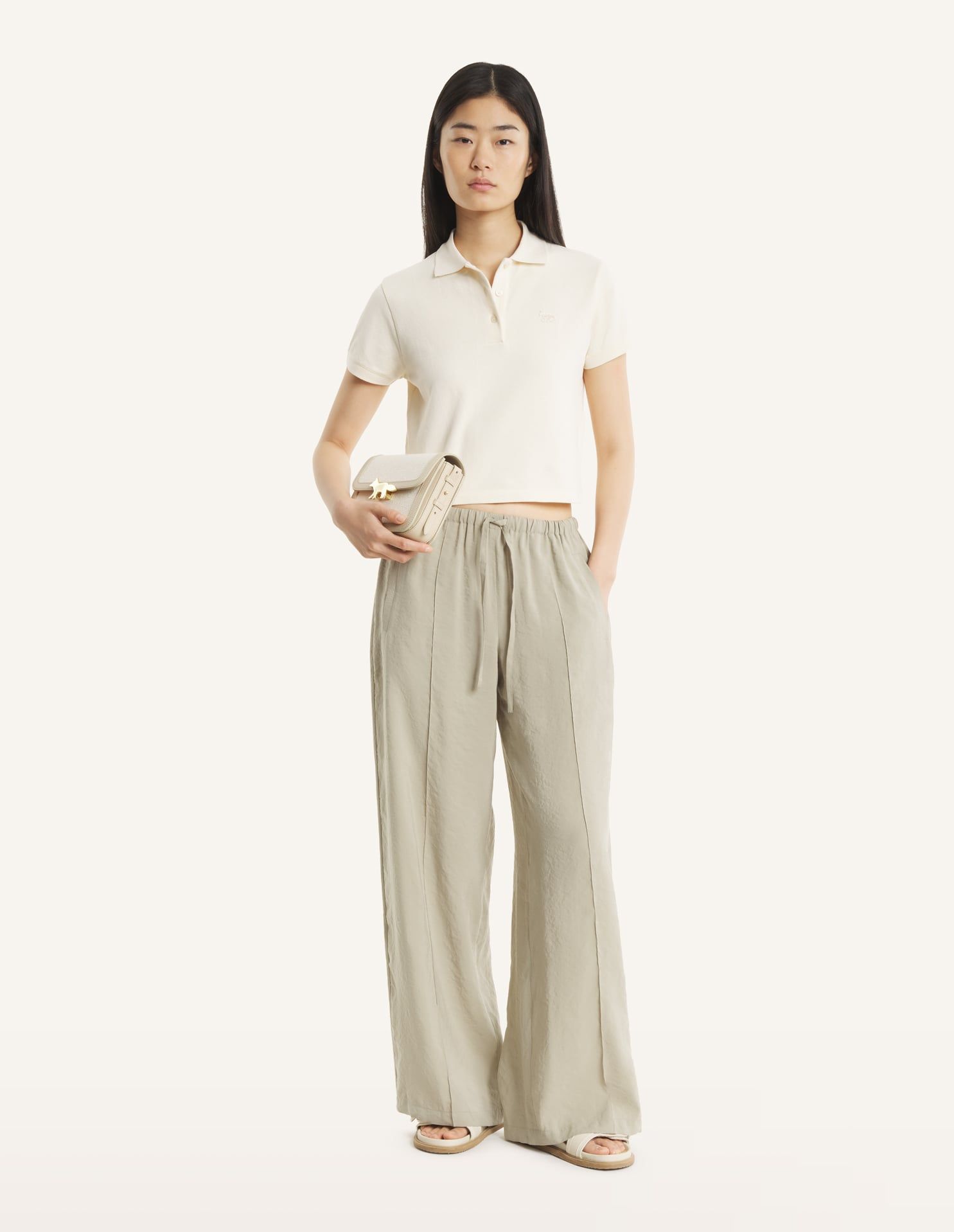 Maison Kitsuné - Áo polo nữ Baby Fox dáng Cropped