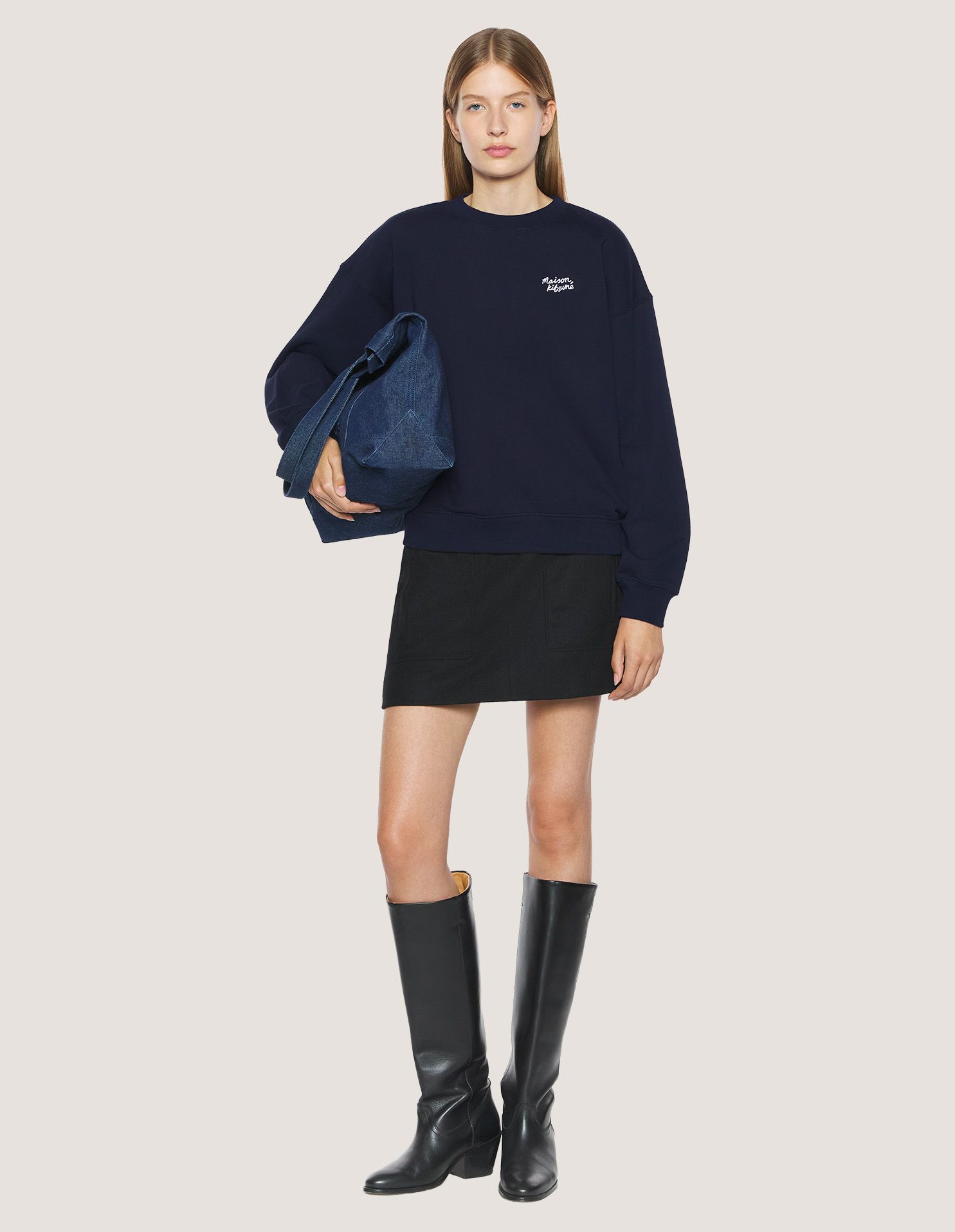 Áo nỉ nữ Maison Kitsuné Handwriting dáng Comfort