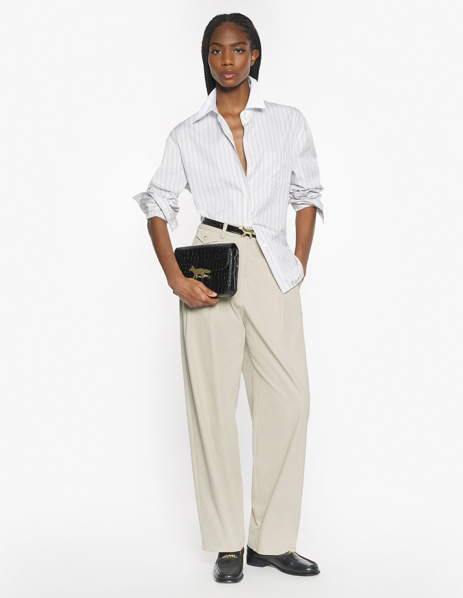 Maison Kitsuné - Áo sơ mi nữ BOYFRIEND MAISON KITSUNÉ HANDWRITING dáng Comfort