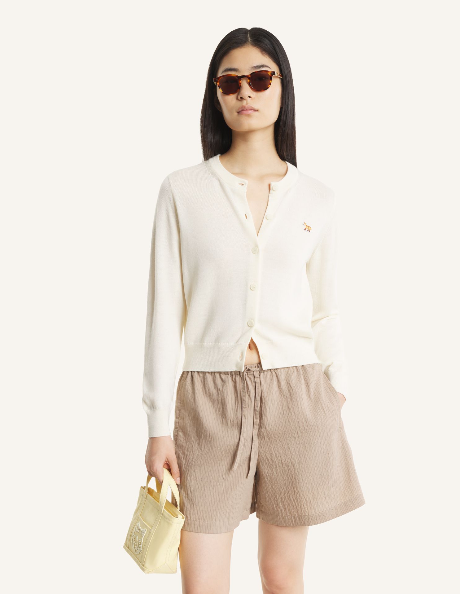 Maison Kitsuné - Áo Cardigan nữ Baby Fox Merino dáng Regular
