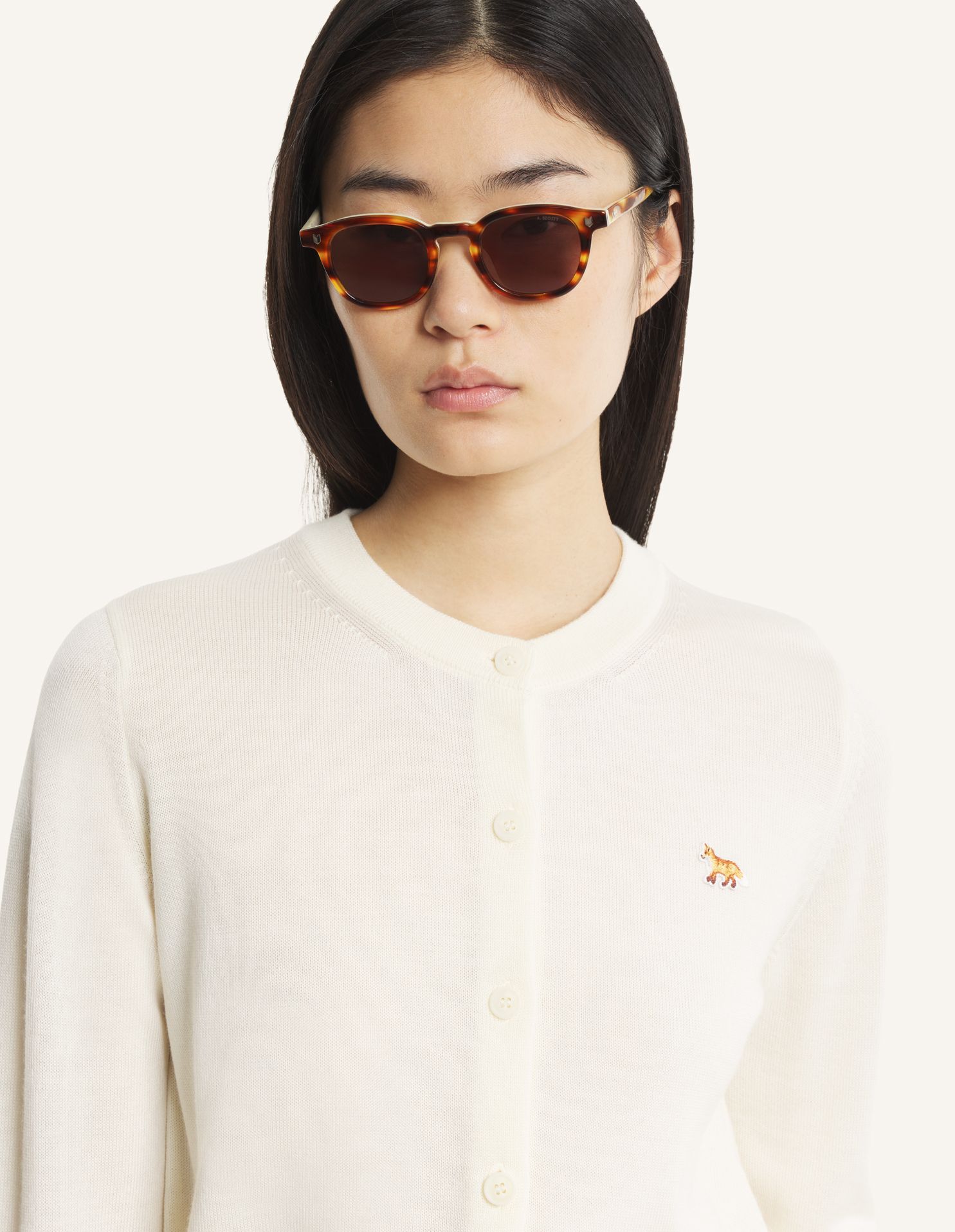 Maison Kitsuné - Áo Cardigan nữ Baby Fox Merino dáng Regular