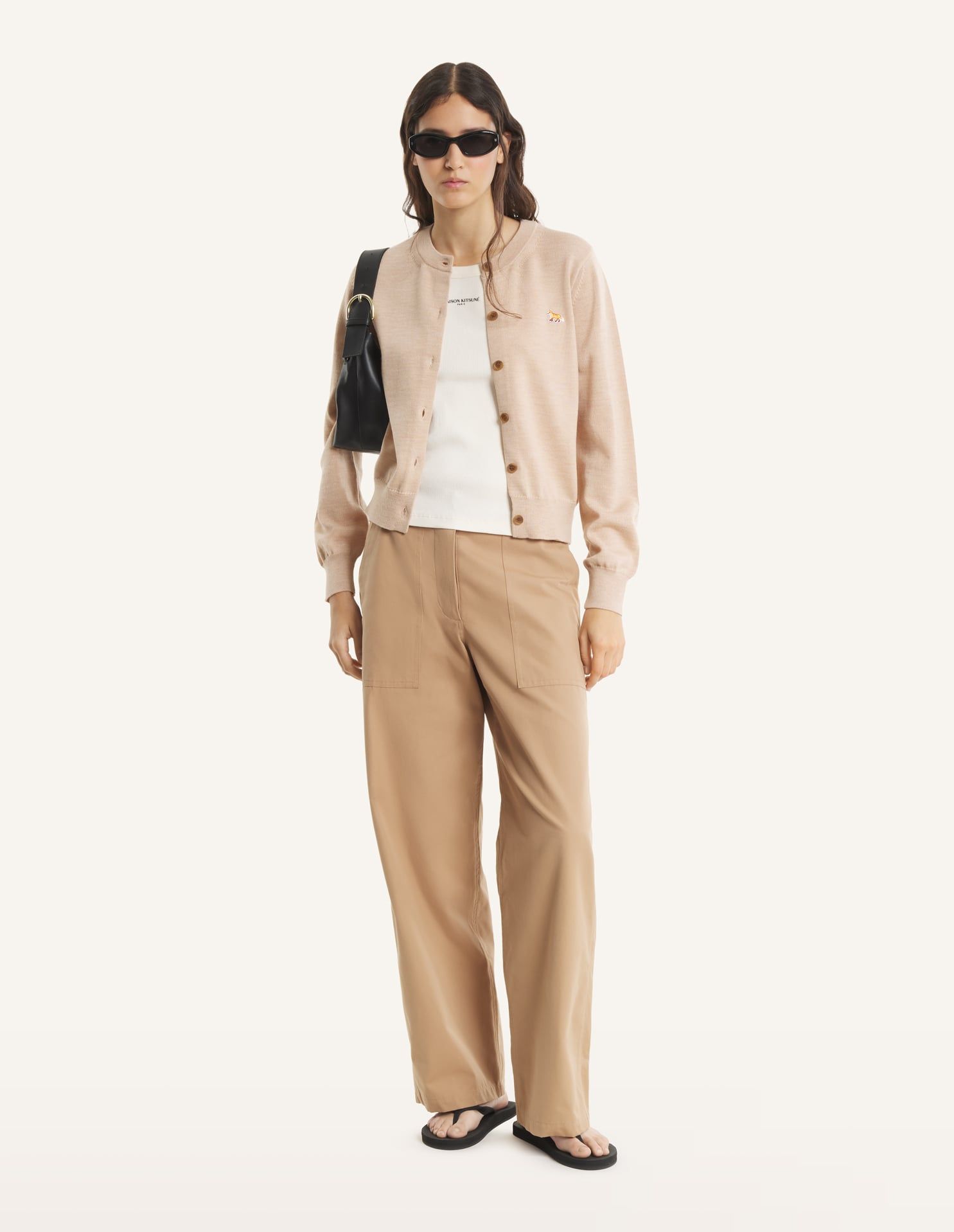Maison Kitsuné - Áo Cardigan nữ Baby Fox Merino dáng Regular