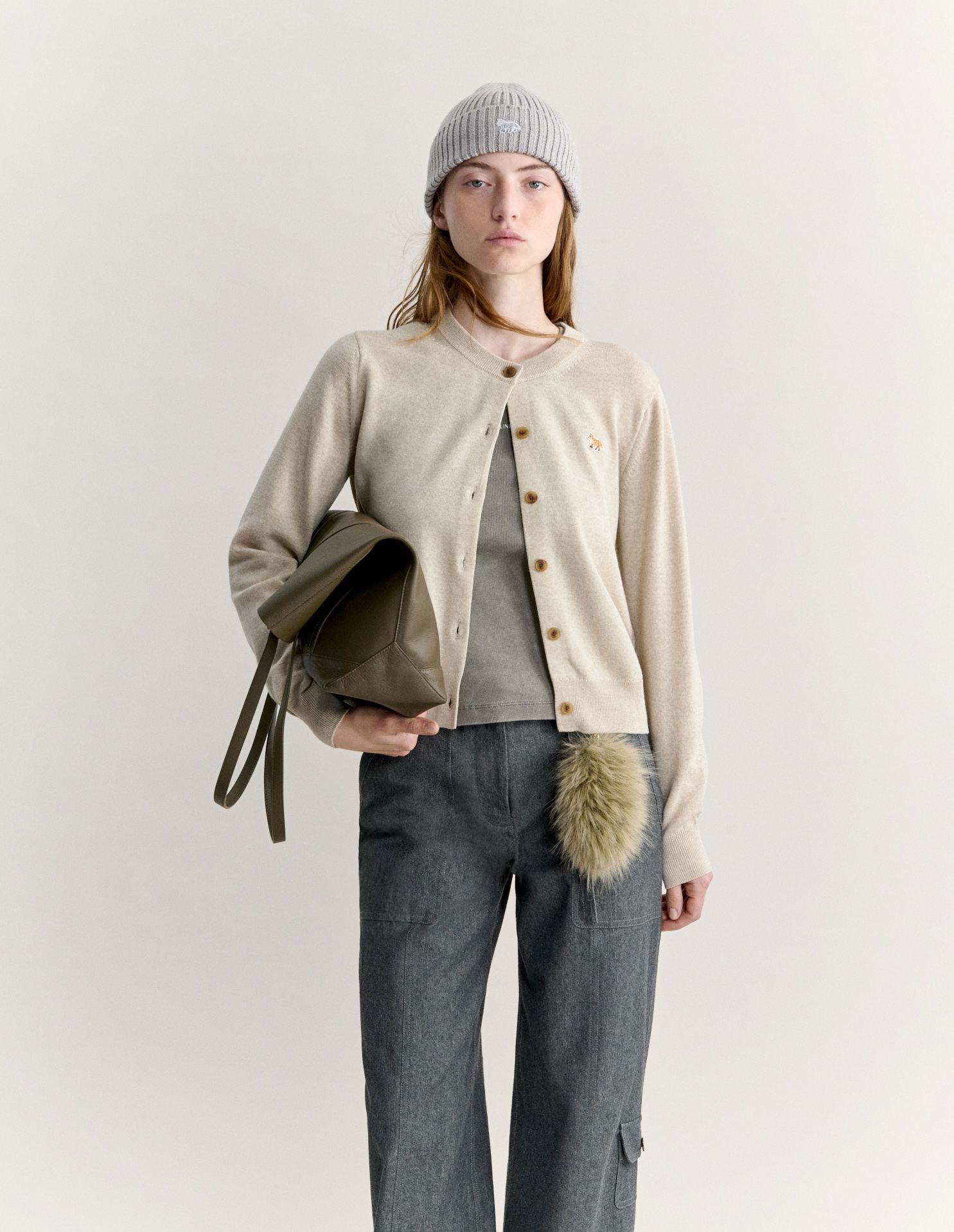 Maison Kitsuné - Áo Cardigan nữ Baby Fox Merino dáng Regular