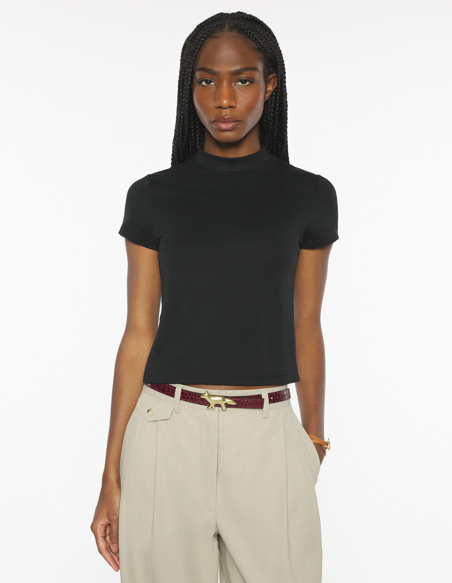 Maison Kitsuné - Áo ôm cổ cao dáng Fitted