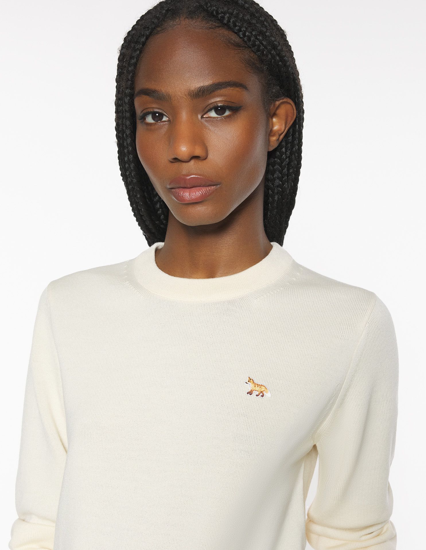 Maison Kitsuné - Áo len nữ Baby Fox Merino dáng Regular